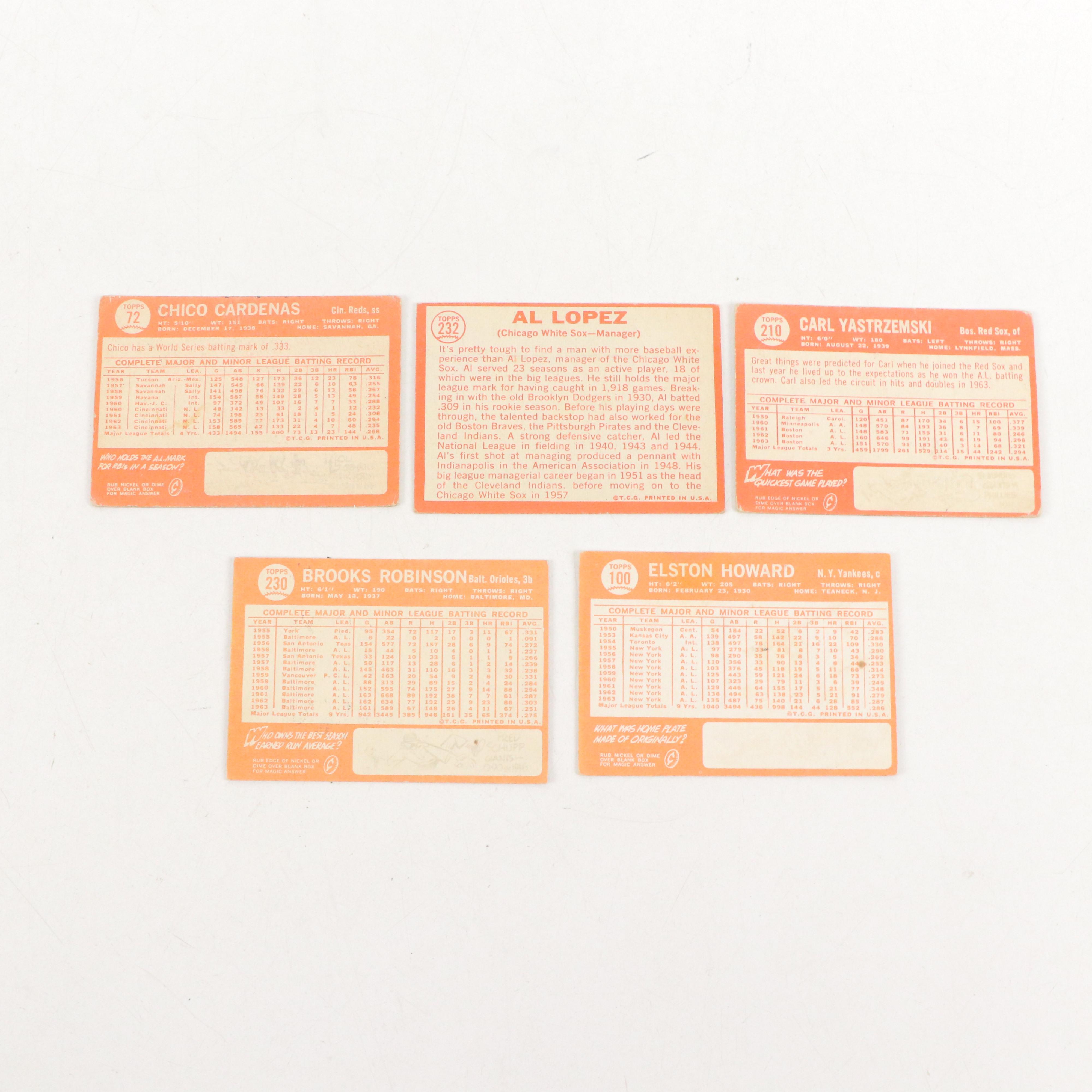 1964 Topps Baseball Cards Featuring Carl Yastrzemski, Brooks Robinson, and More