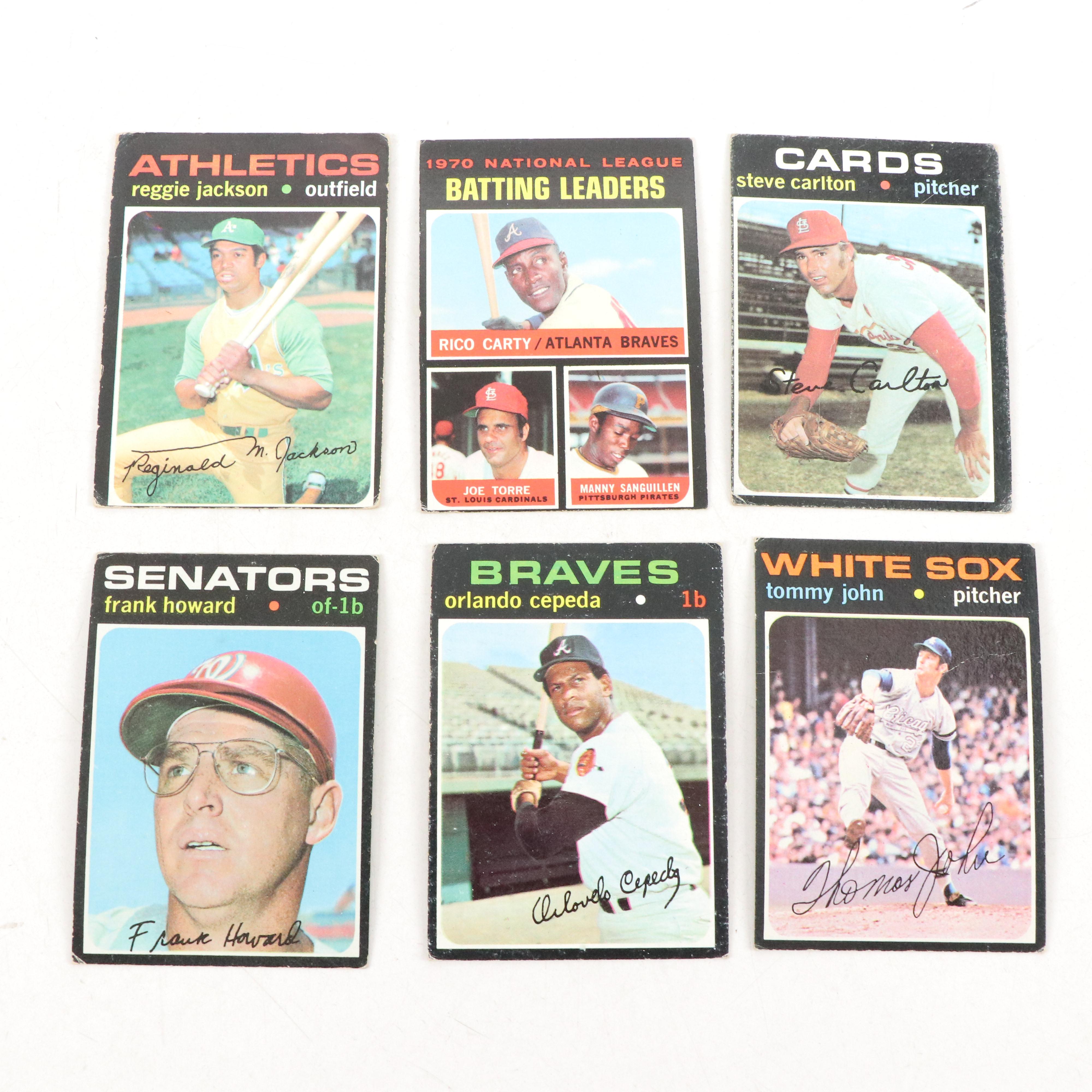 1971 Topps Baseball Cards Featuring Reggie Jackson, Steve Carlton, and More