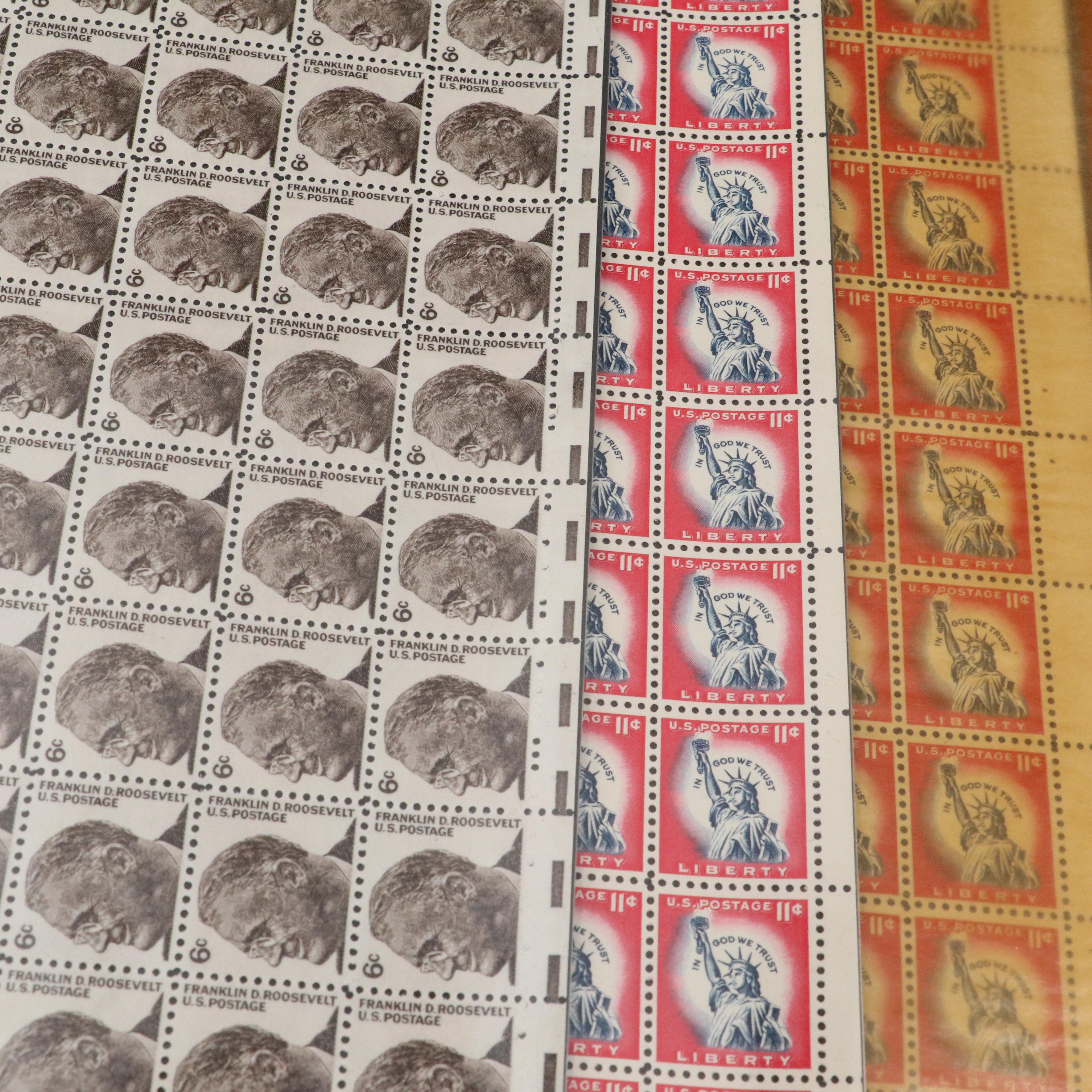 Approximately 100 U.S. Postage Stamp Sheets