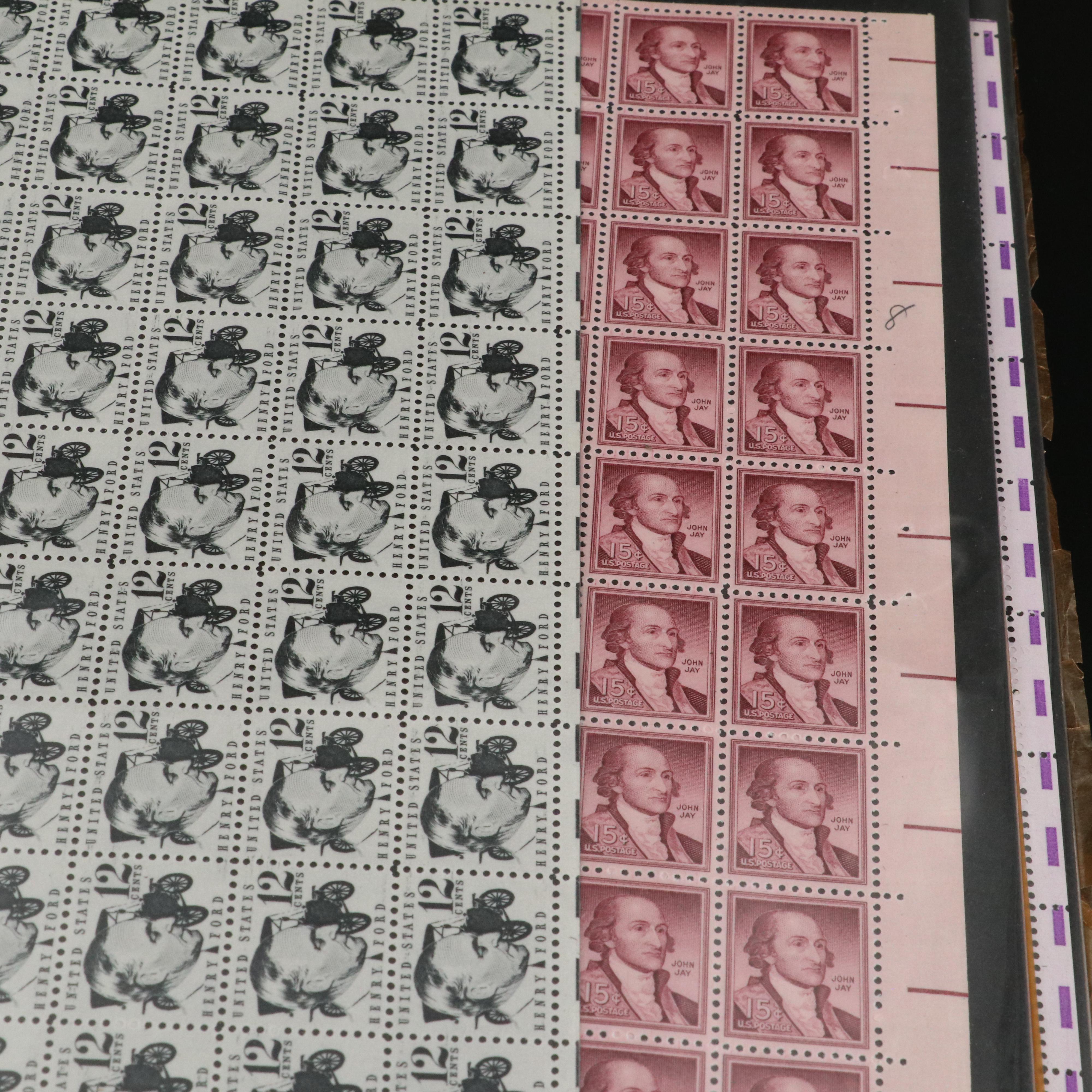Approximately 100 U.S. Postage Stamp Sheets