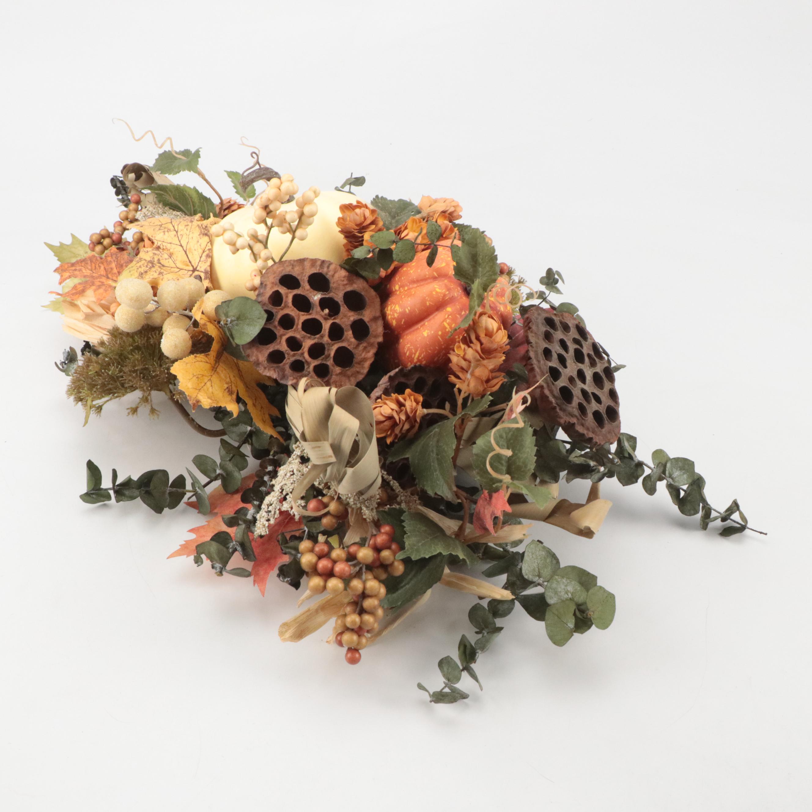 Autumn Leaf Garland and Spray with Halloween Décor