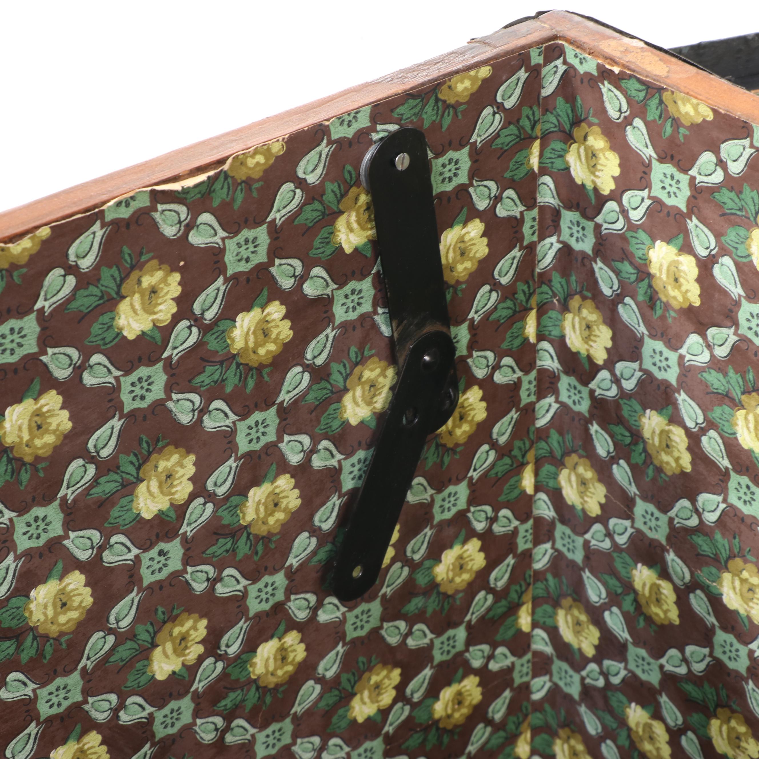 Late Victorian Metal-Bound and Slatted Wood Steamer Trunk