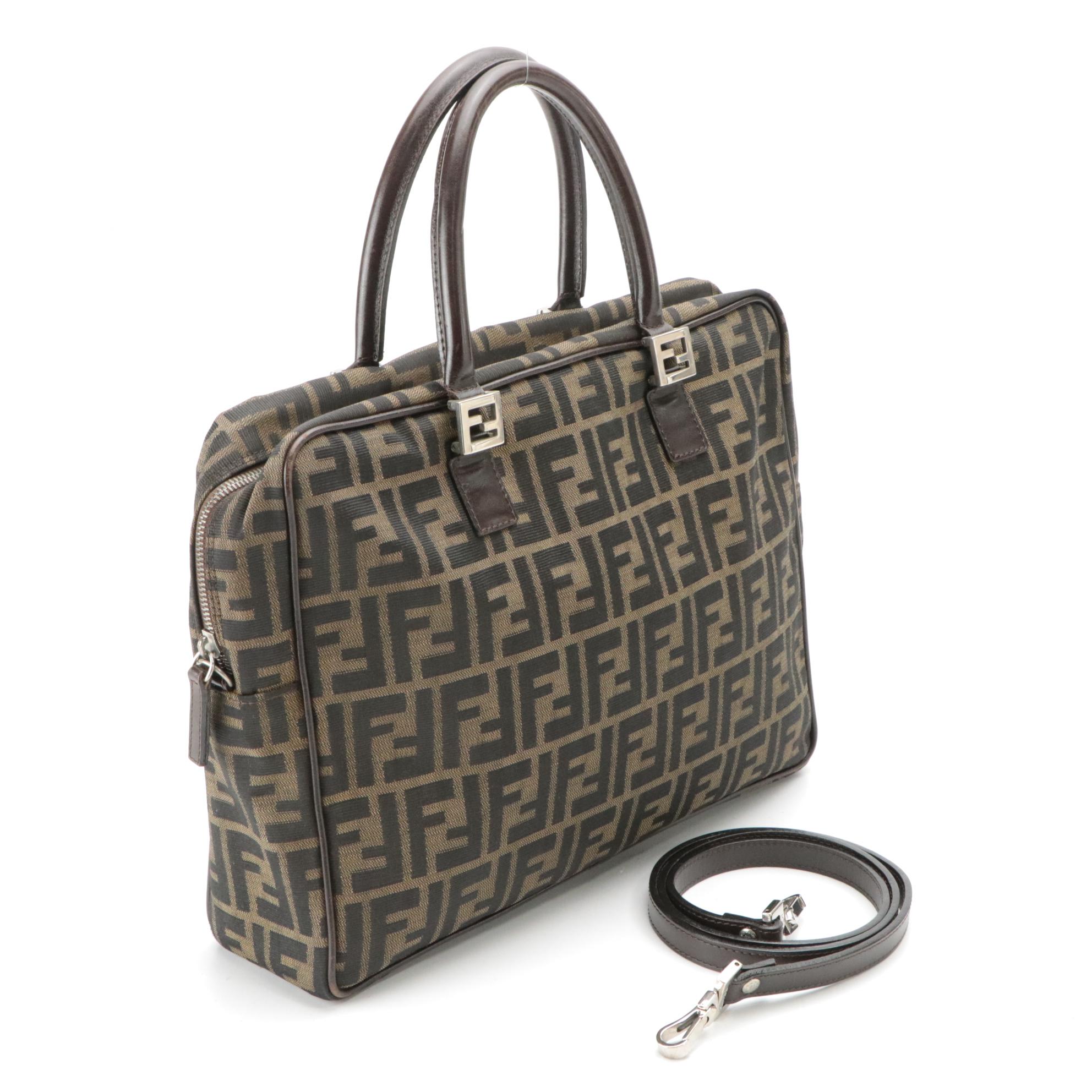Fendi Zucca Canvas Two-Way Zippered Briefcase Bag