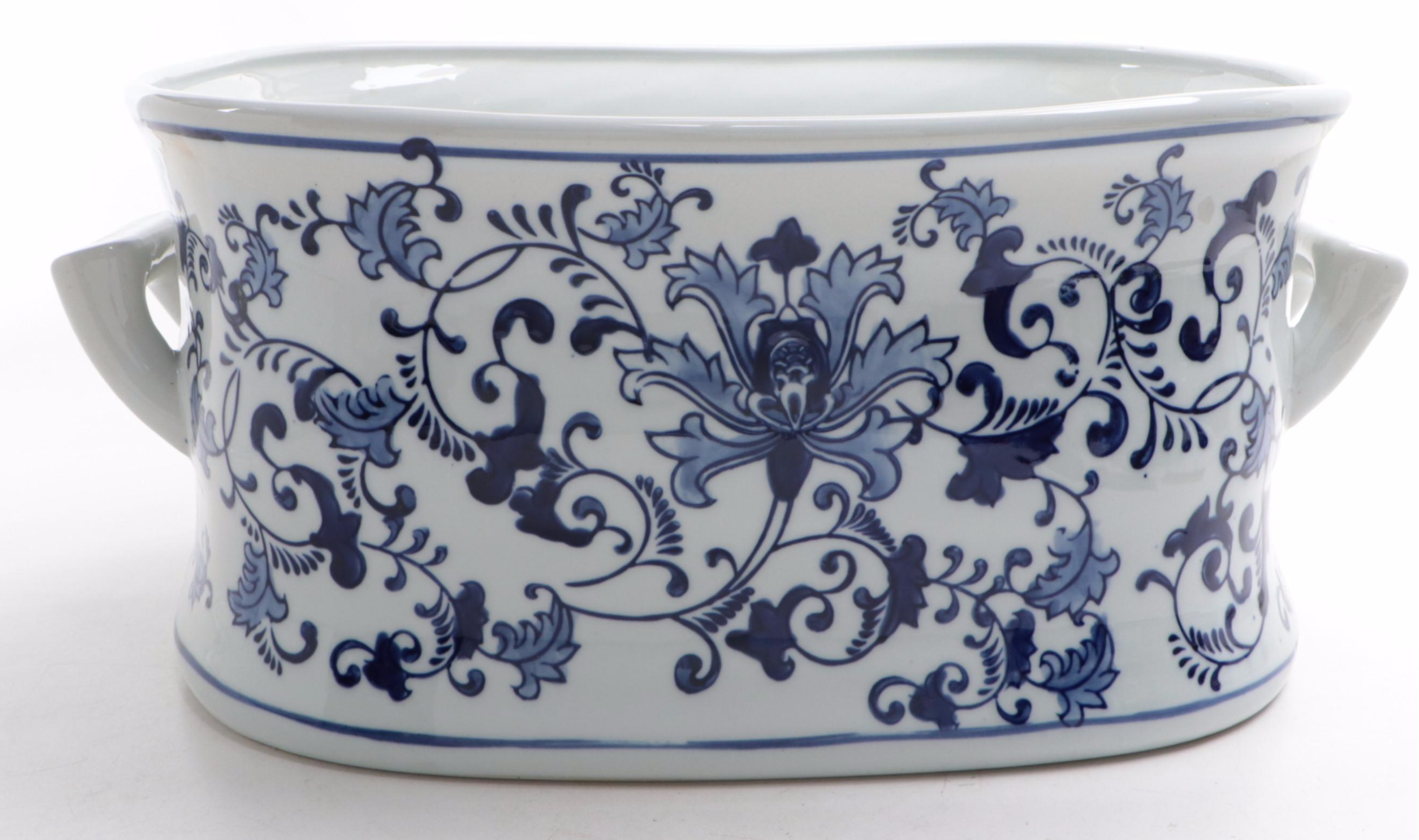 Blue and White Porcelain Foot Bath Planter and Carpet Balls