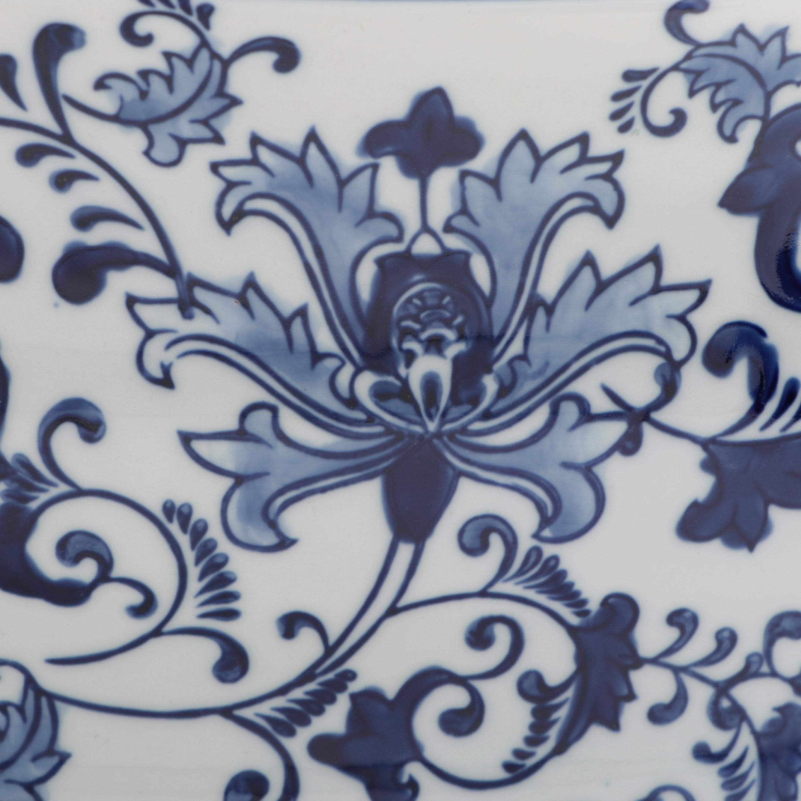 Blue and White Porcelain Foot Bath Planter and Carpet Balls