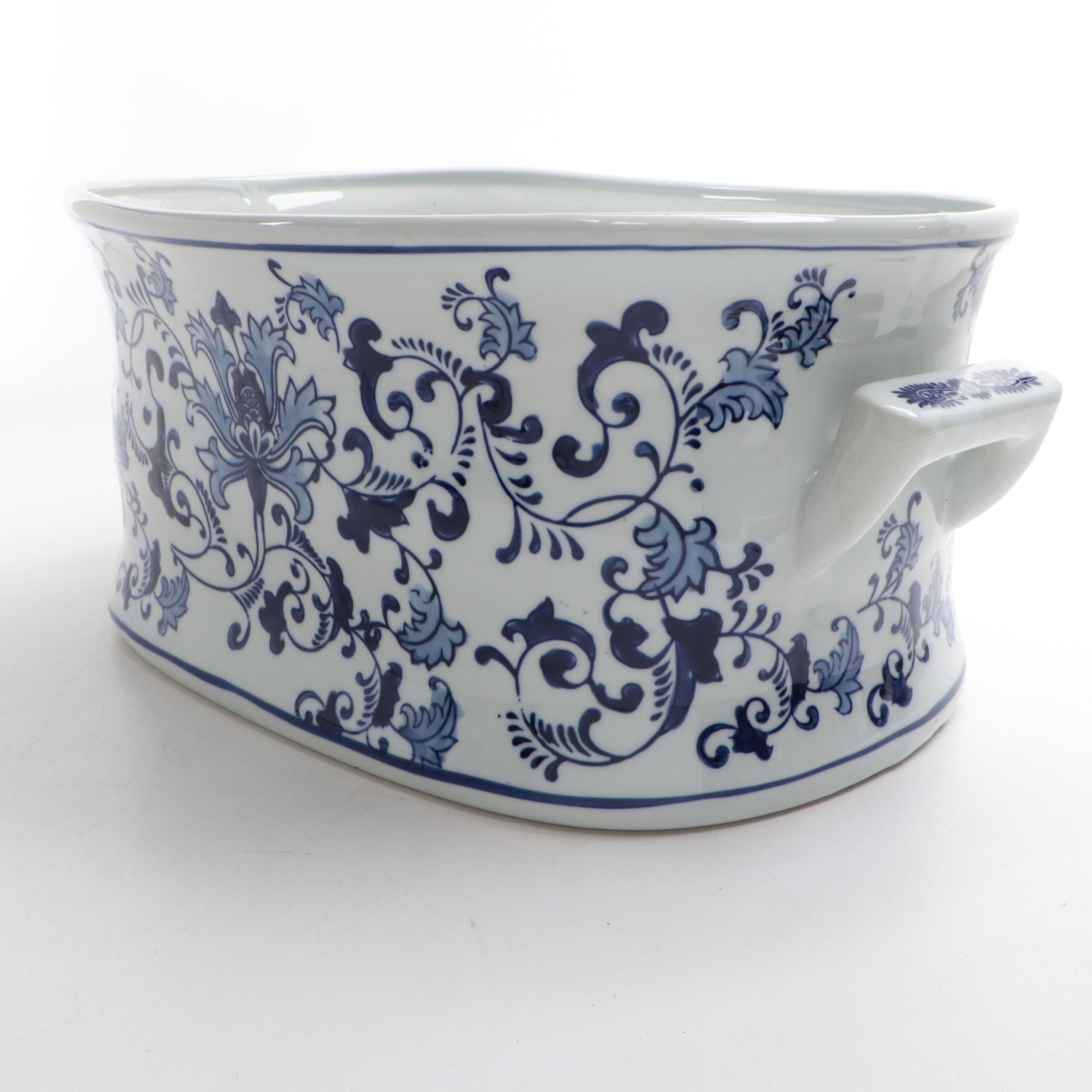 Blue and White Porcelain Foot Bath Planter and Carpet Balls