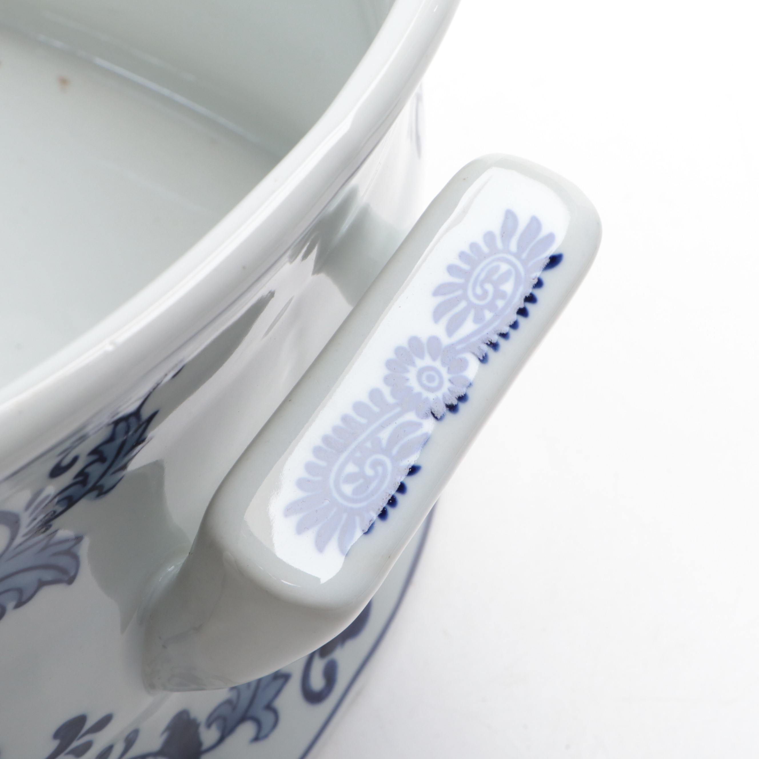 Blue and White Porcelain Foot Bath Planter and Carpet Balls