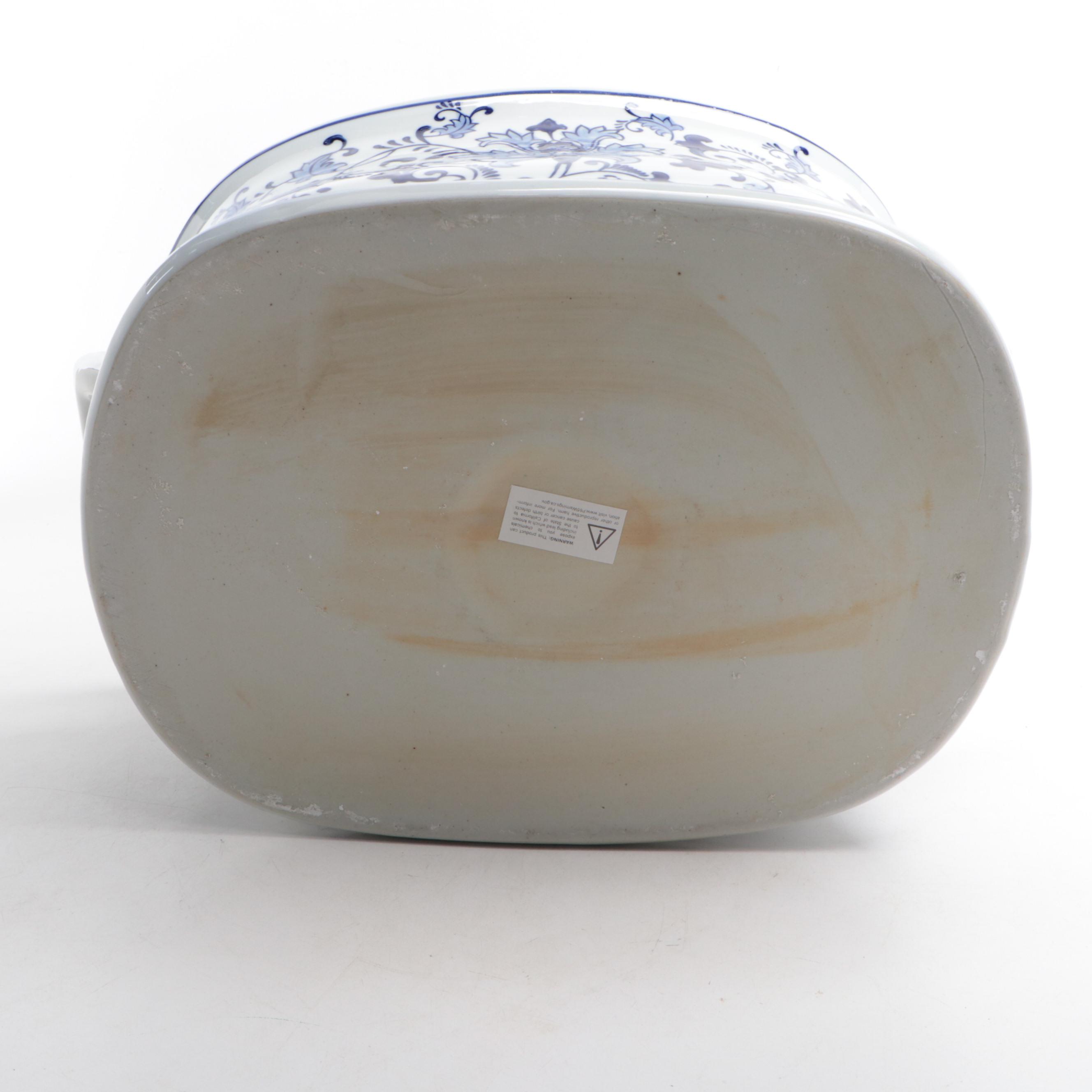 Blue and White Porcelain Foot Bath Planter and Carpet Balls