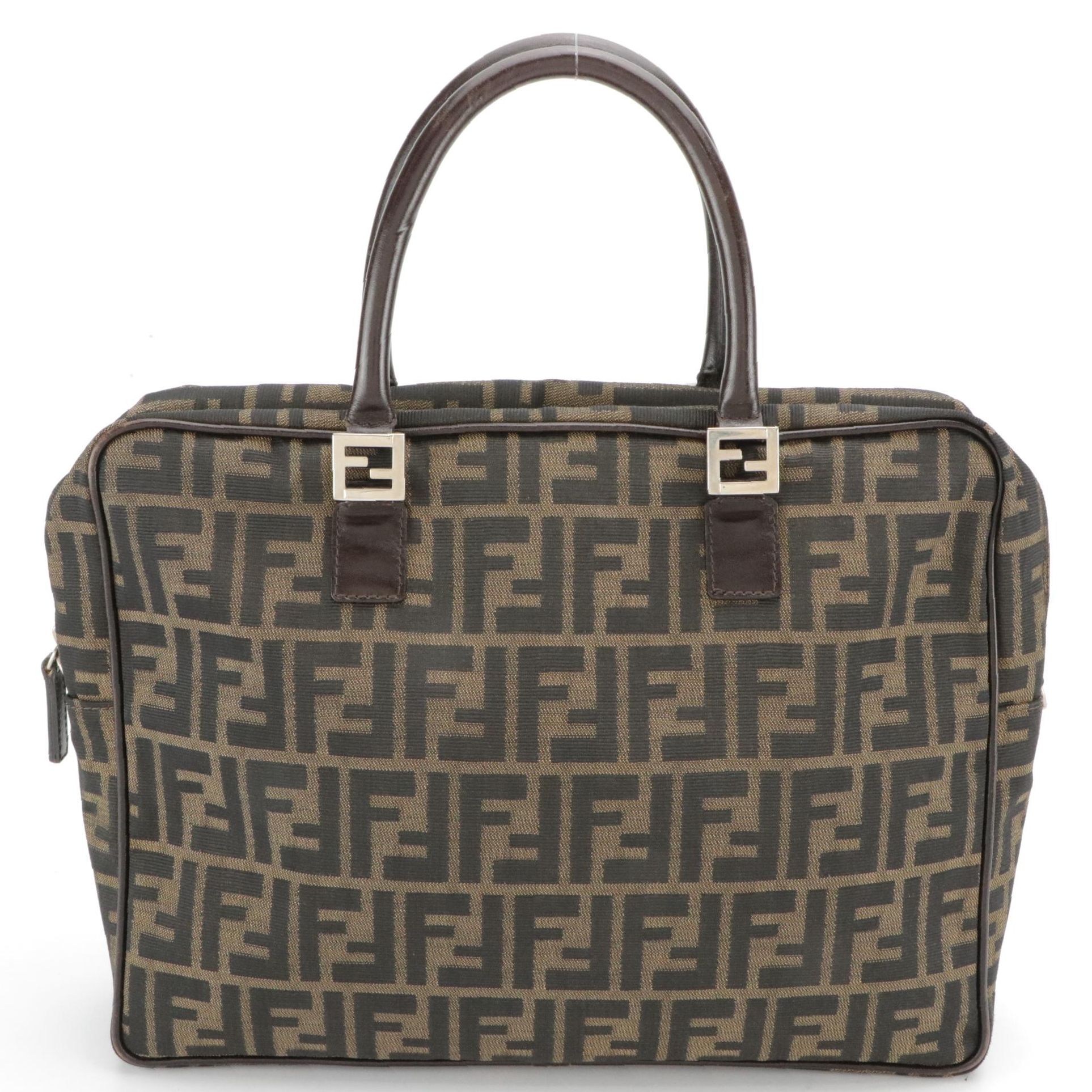 Fendi Zucca Canvas Two-Way Zippered Briefcase Bag