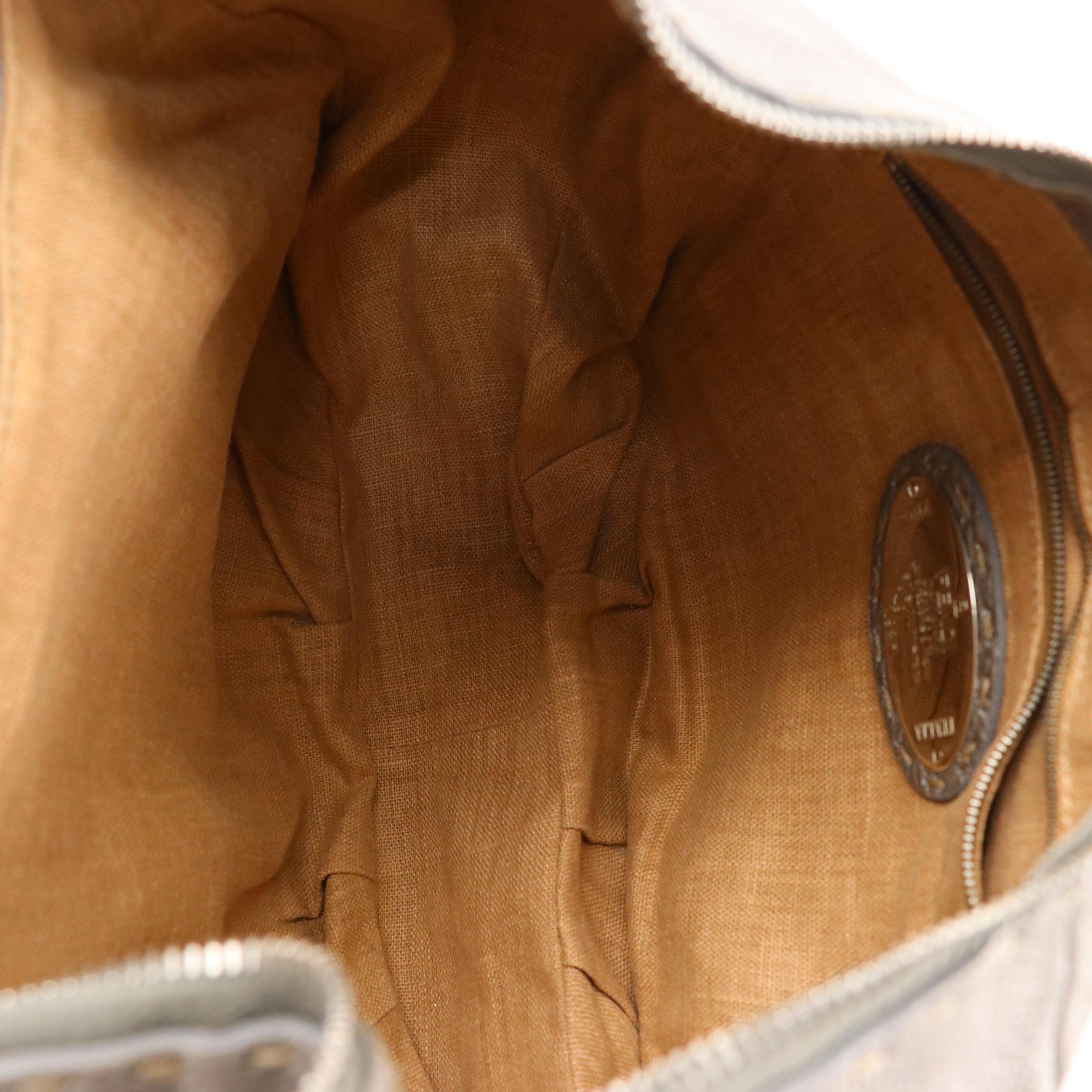 Fendi Selleria Metallic Grey Pebbled Leather Hobo Bag