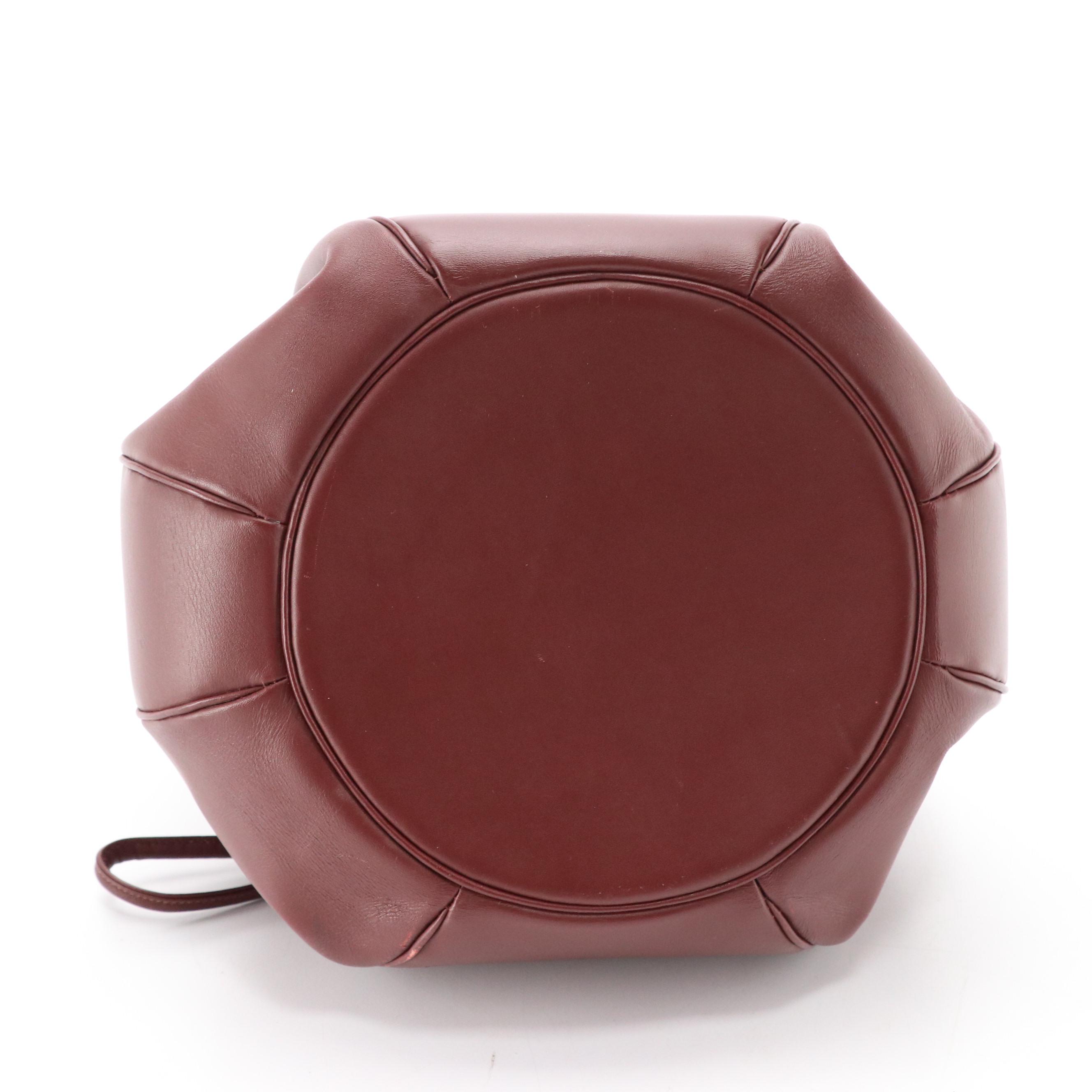 Cartier Must de Cartier Burgundy Leather Drawstring Bucket Bag