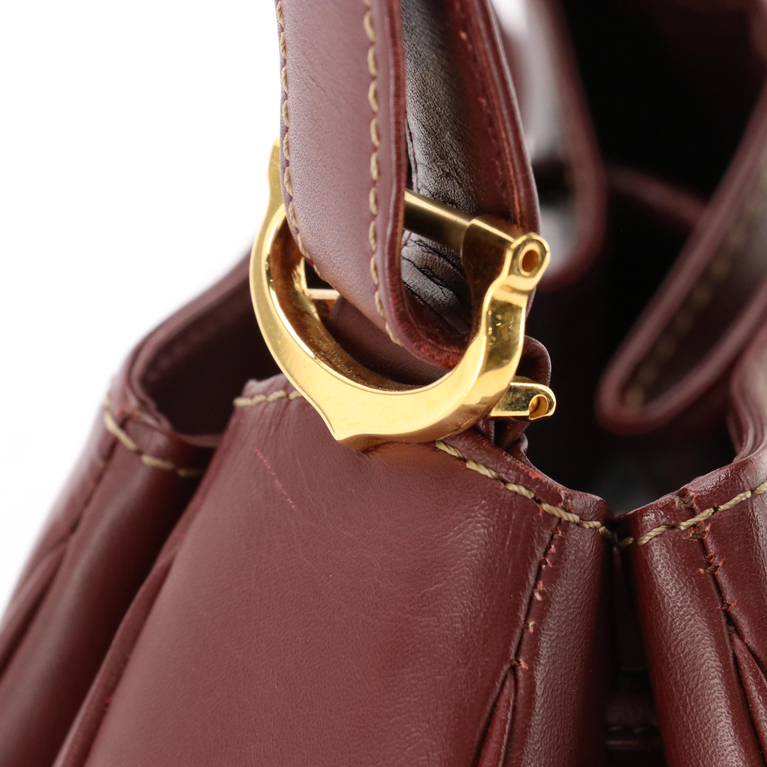 Cartier Must de Cartier Burgundy Leather Drawstring Bucket Bag