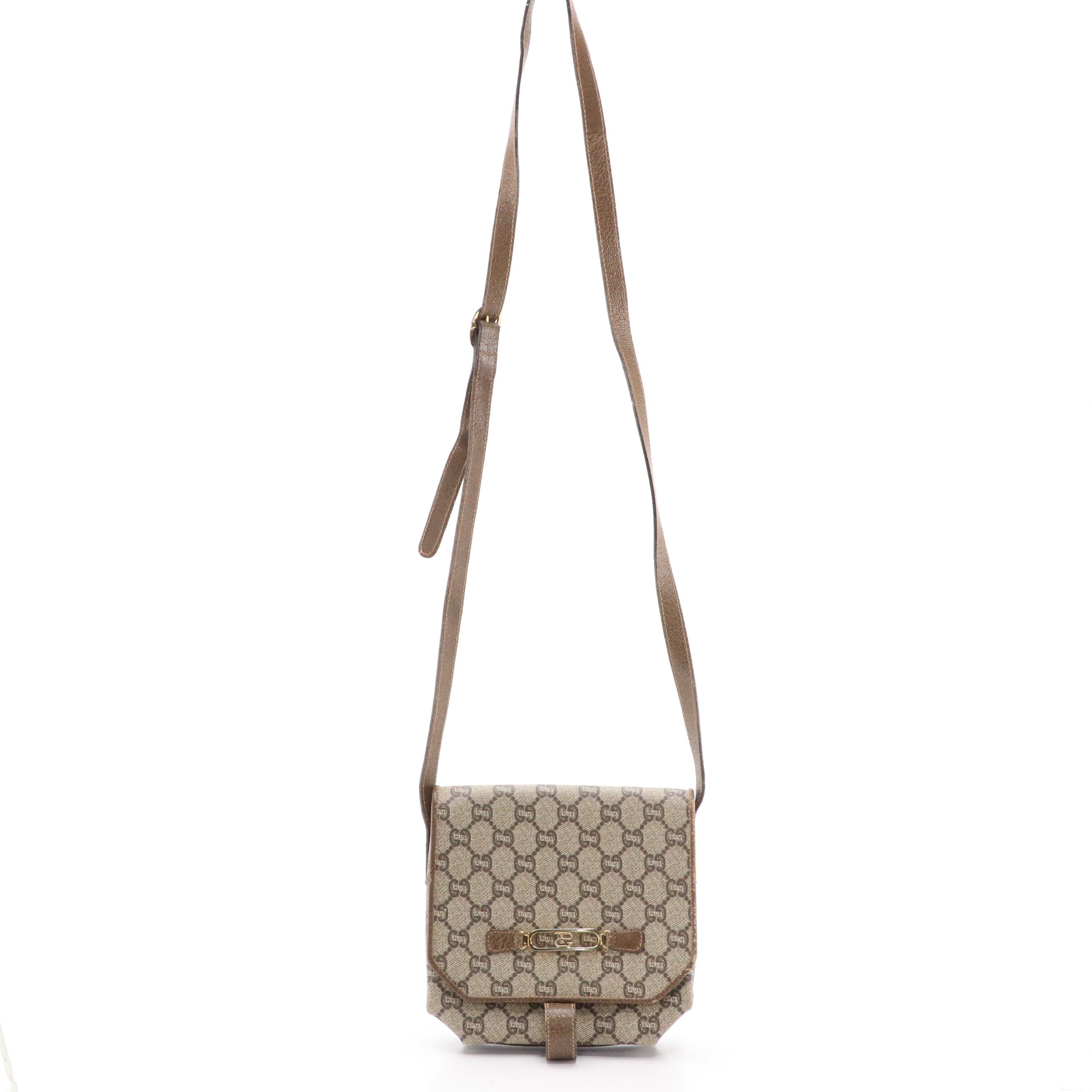 Gucci Plus Crossbody Bag in GG Plus Coated Canvas and Cinghiale Leather