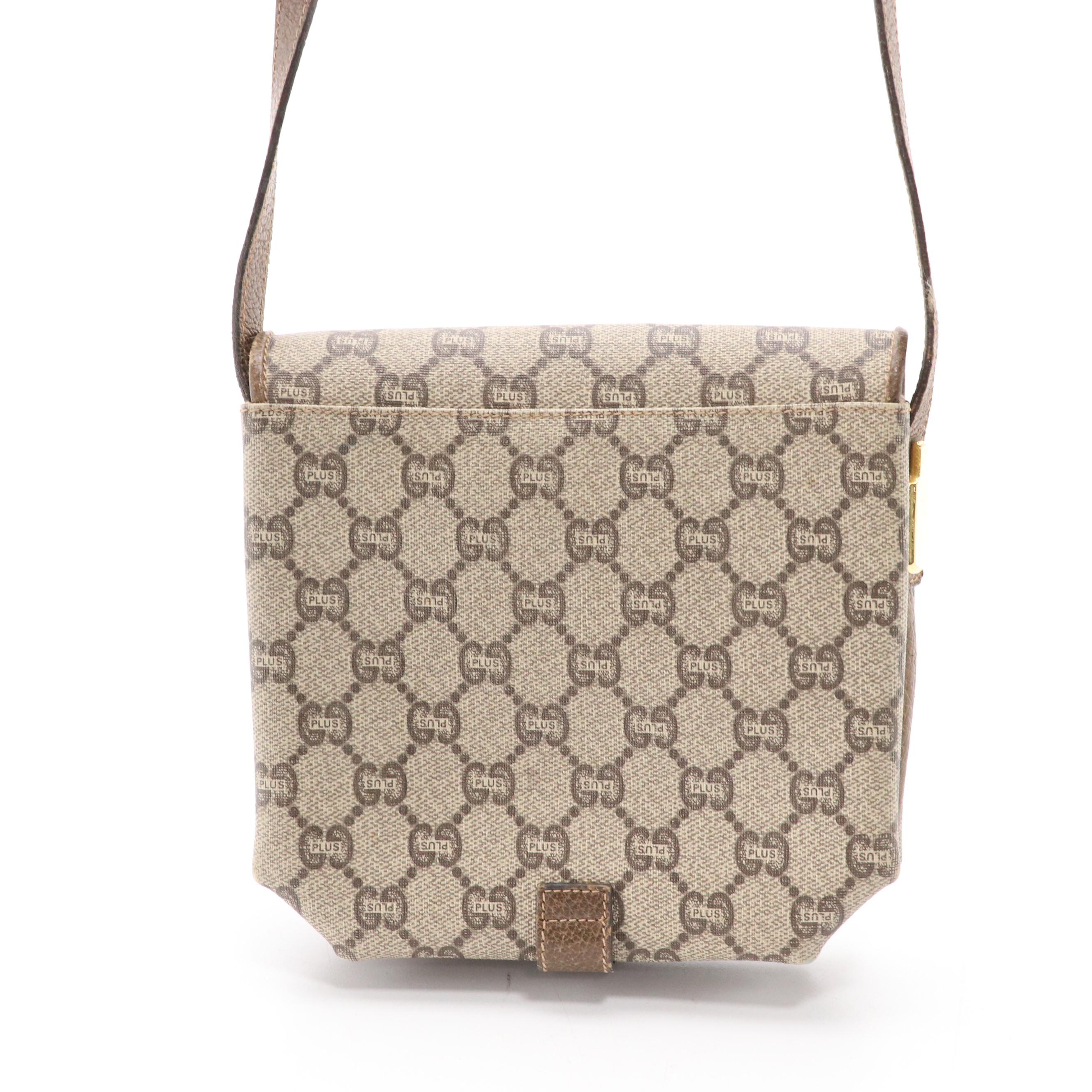 Gucci Plus Crossbody Bag in GG Plus Coated Canvas and Cinghiale Leather