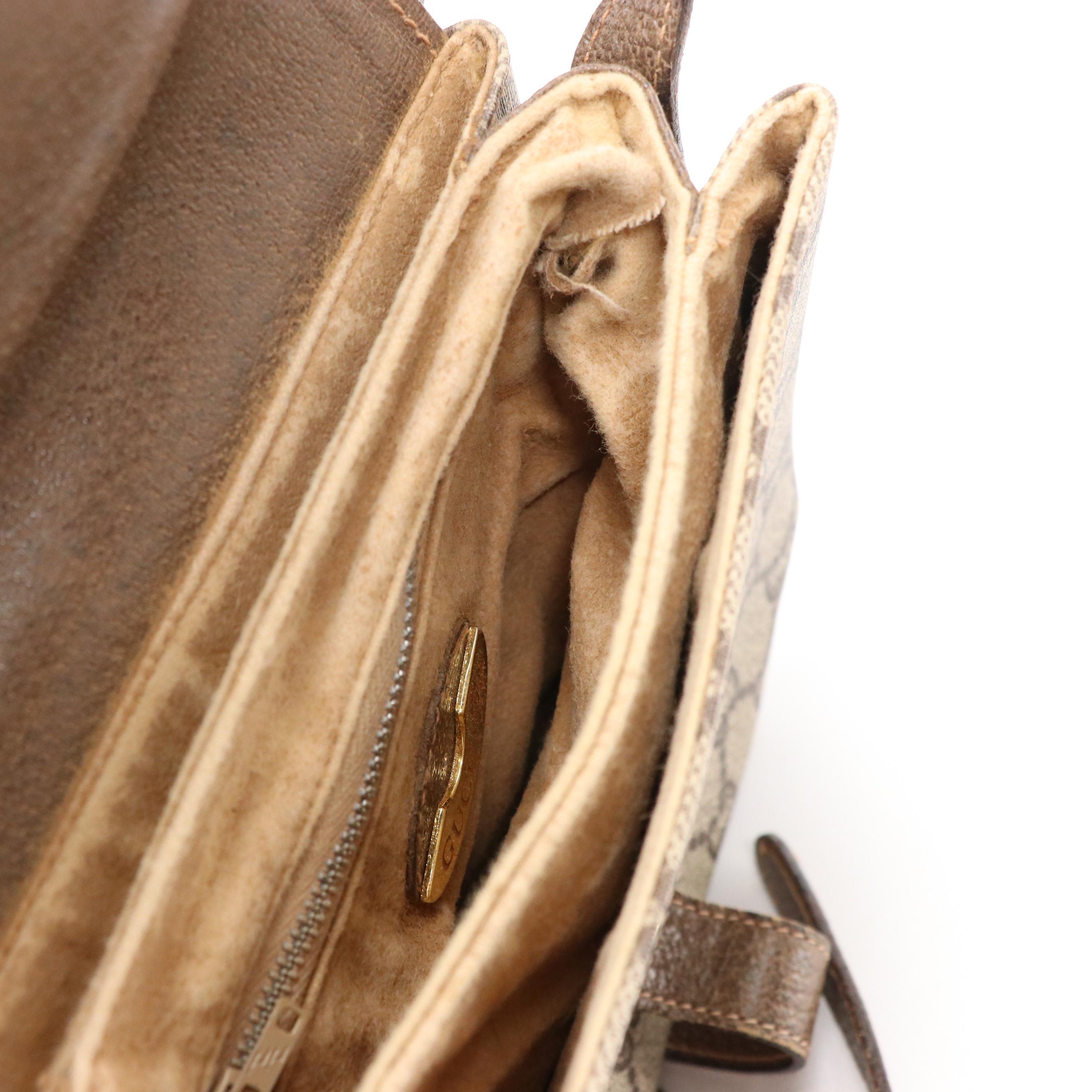 Gucci Plus Crossbody Bag in GG Plus Coated Canvas and Cinghiale Leather