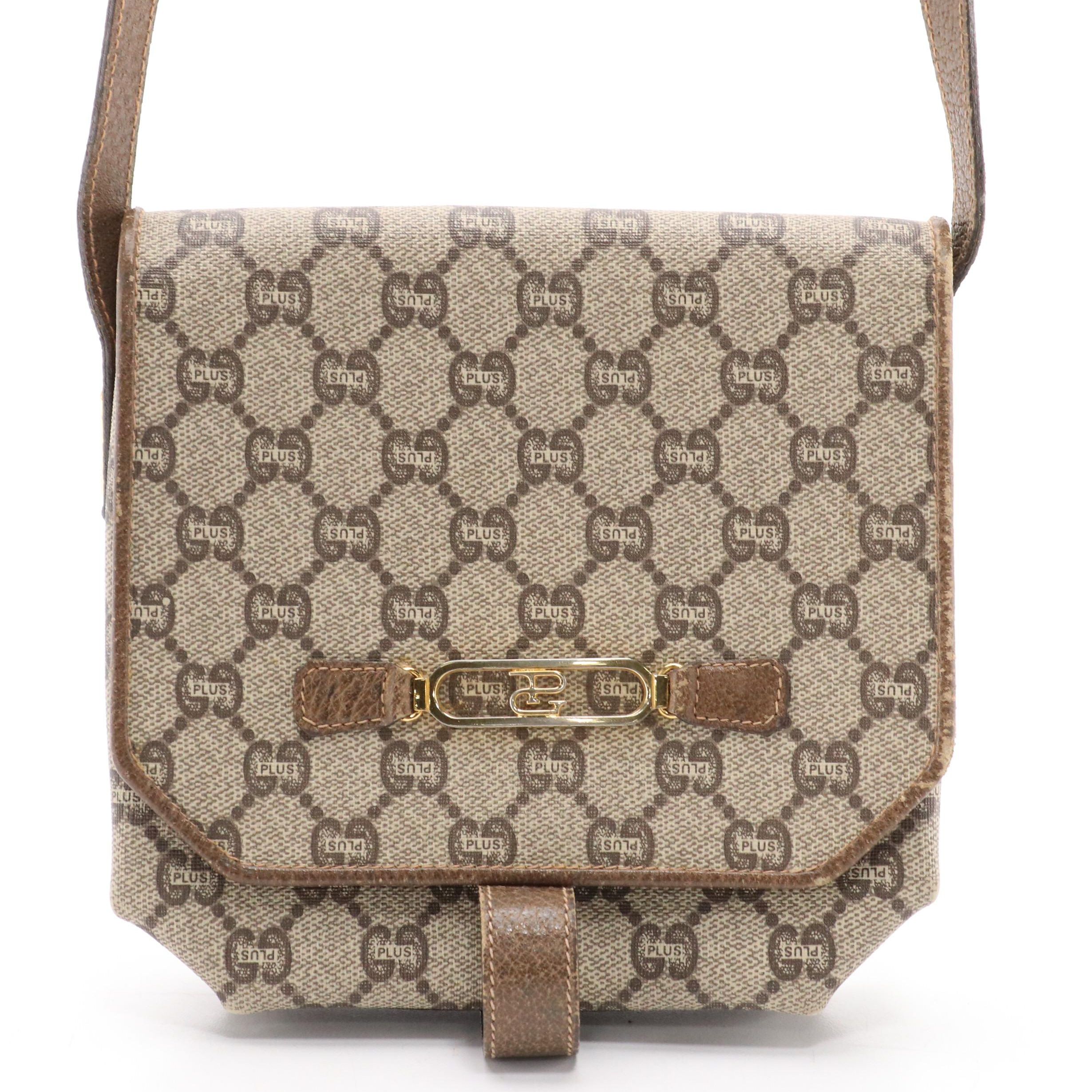 Gucci Plus Crossbody Bag in GG Plus Coated Canvas and Cinghiale Leather