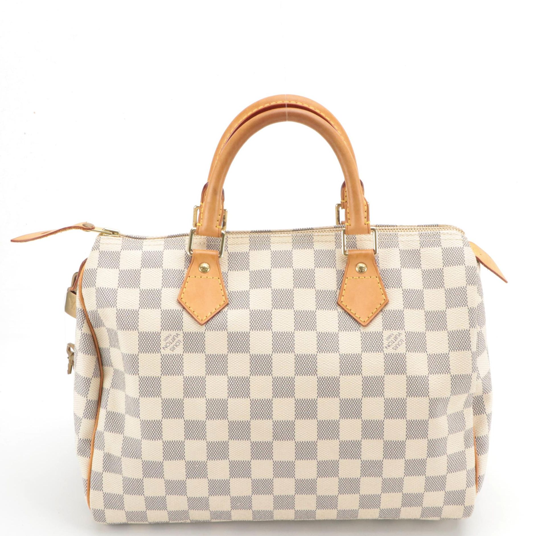Louis Vuitton Speedy 30 in Damier Azur Canvas with Padlock and Keys