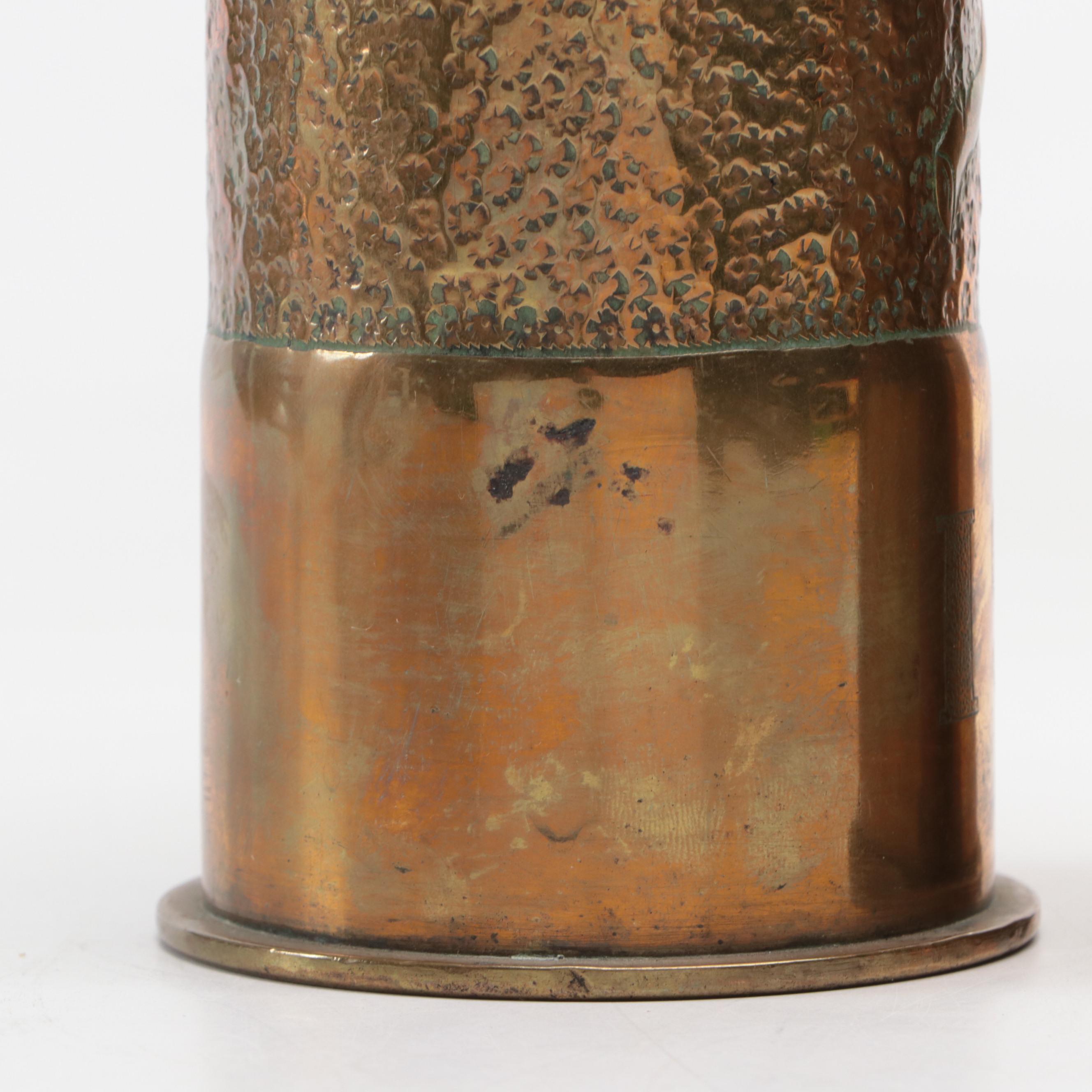 World War I Era Brass Trench Art Vases, 1918