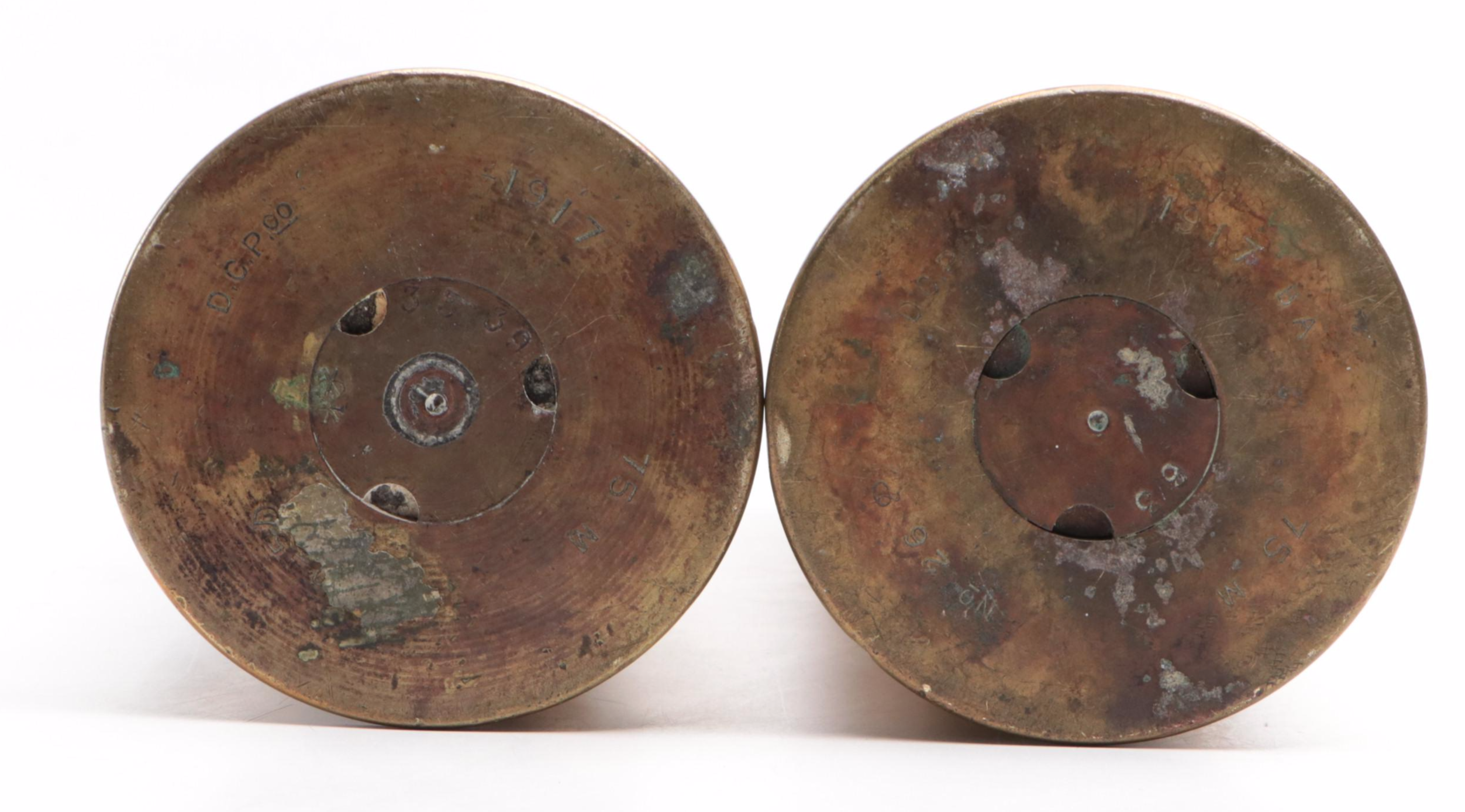 World War I Era Brass Trench Art Vases, 1918