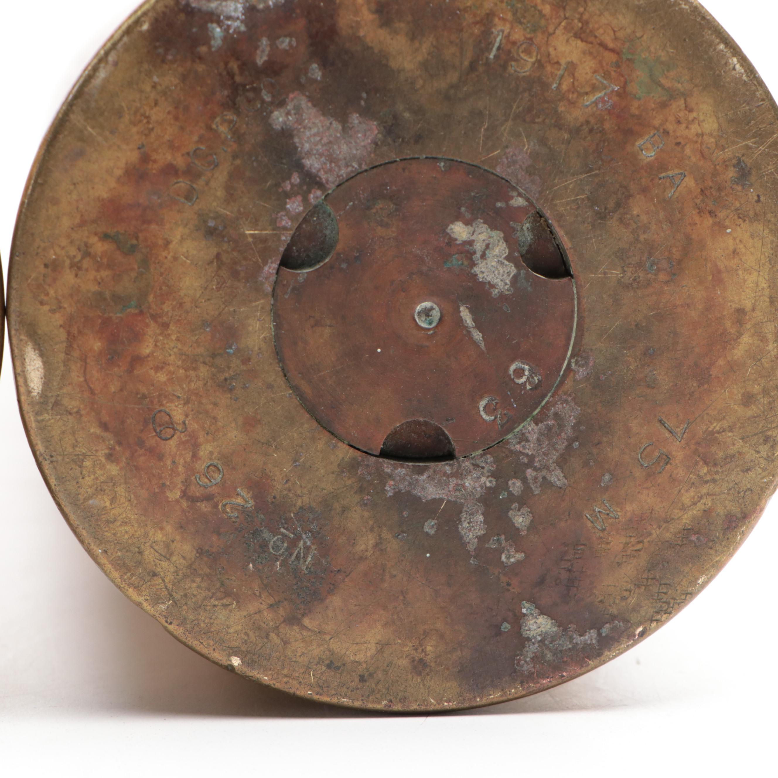 World War I Era Brass Trench Art Vases, 1918