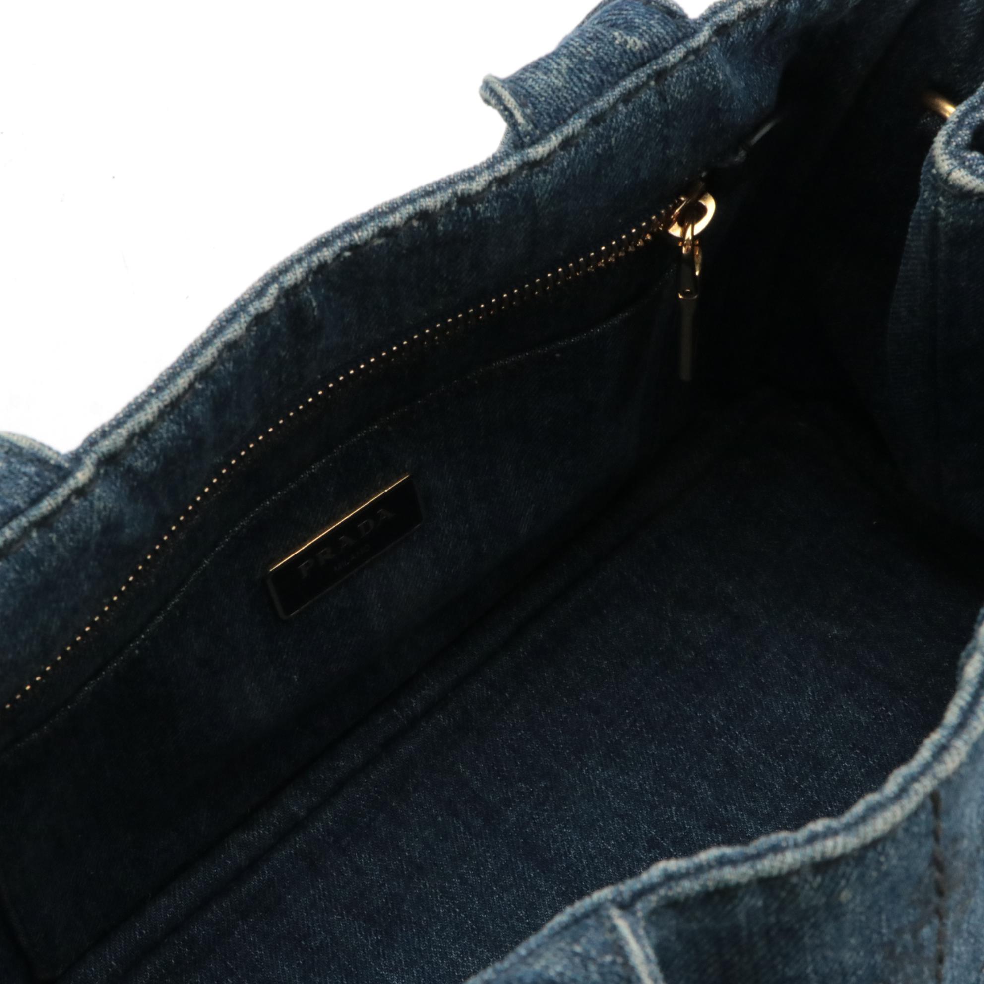 Prada Canapa Logo Denim Two-Way Tote