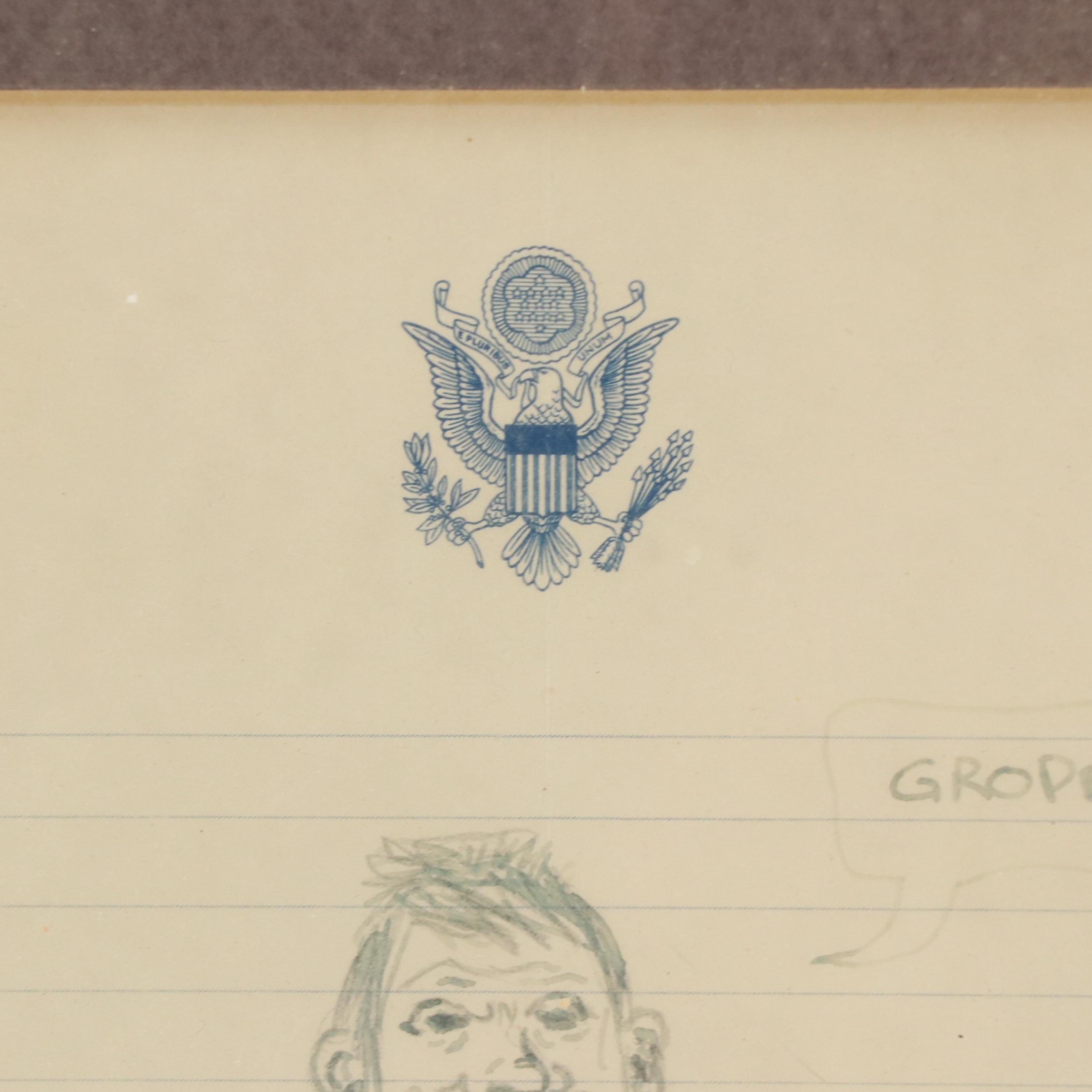 Donald Reddington Fry Ink Drawing of Figure, 1969