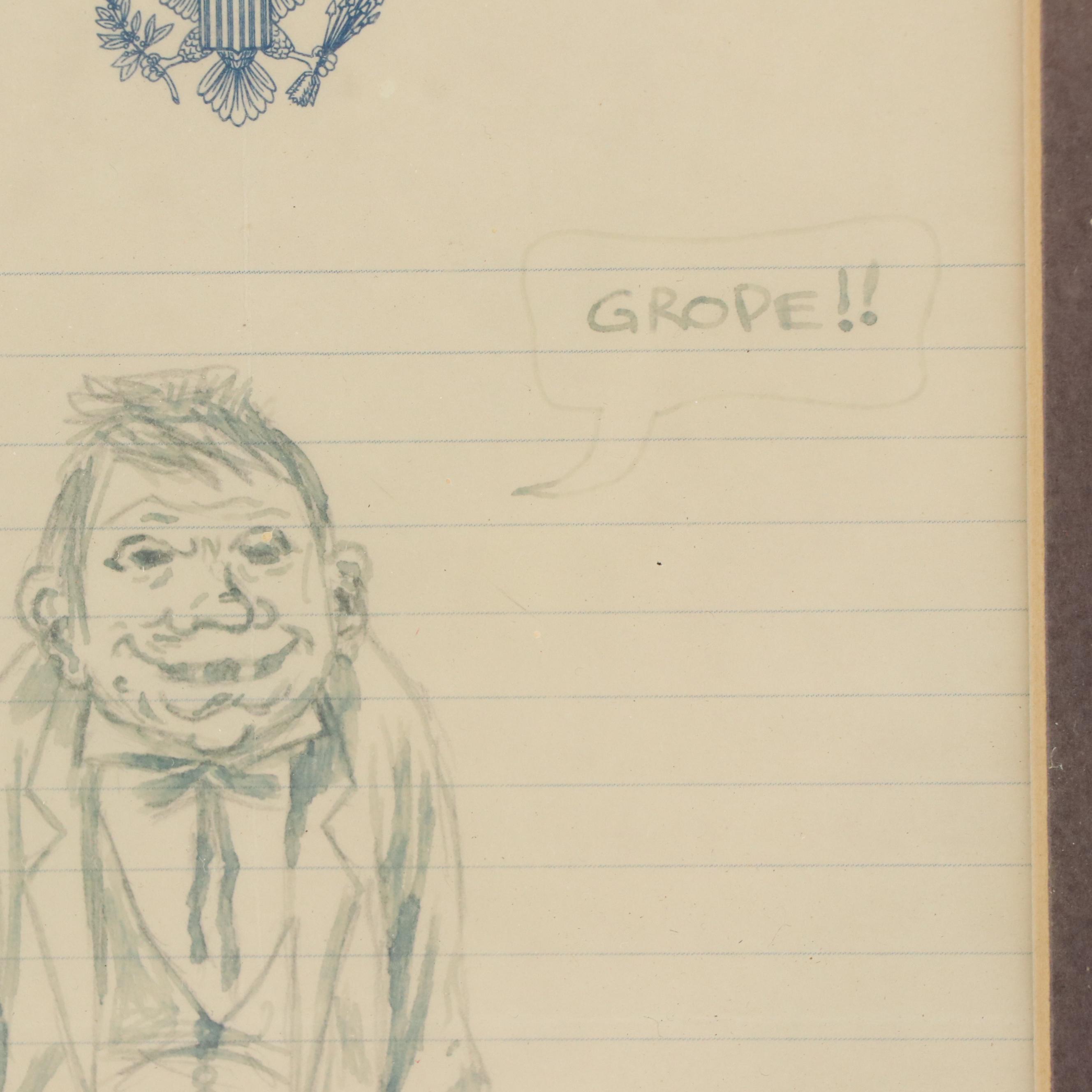 Donald Reddington Fry Ink Drawing of Figure, 1969