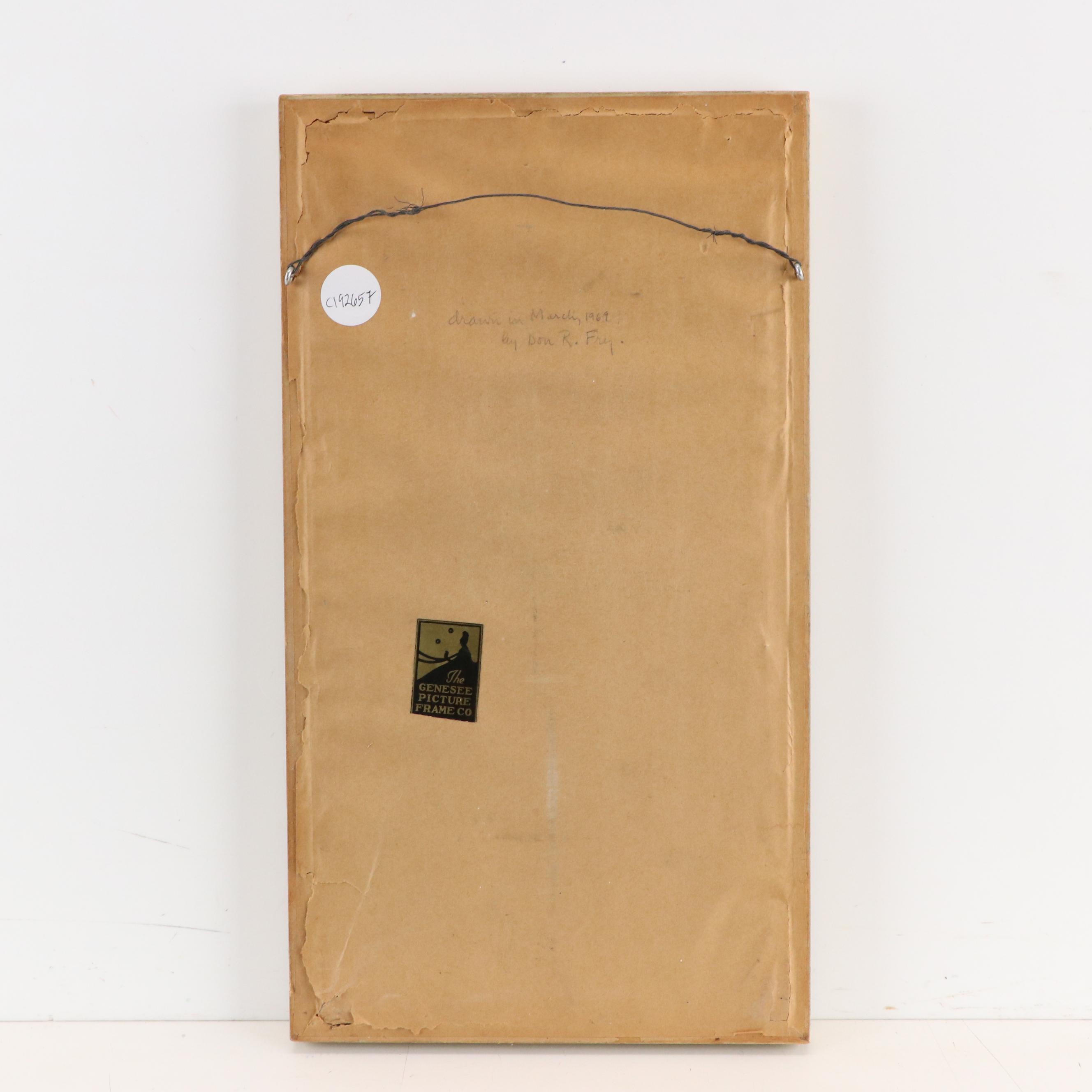 Donald Reddington Fry Ink Drawing of Figure, 1969