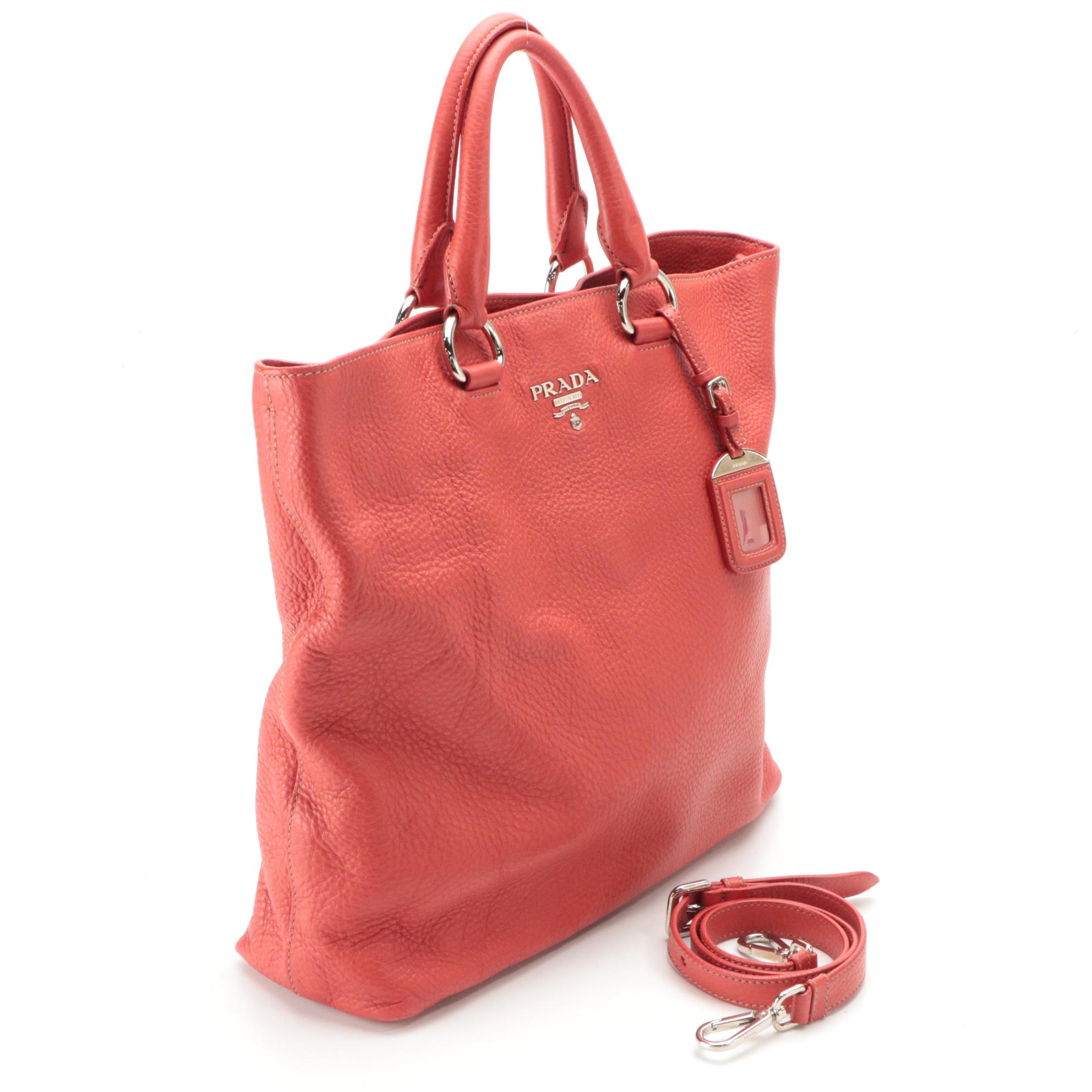Prada Phenix Tote BN1713 in Fire Red Vitello Daino Leather