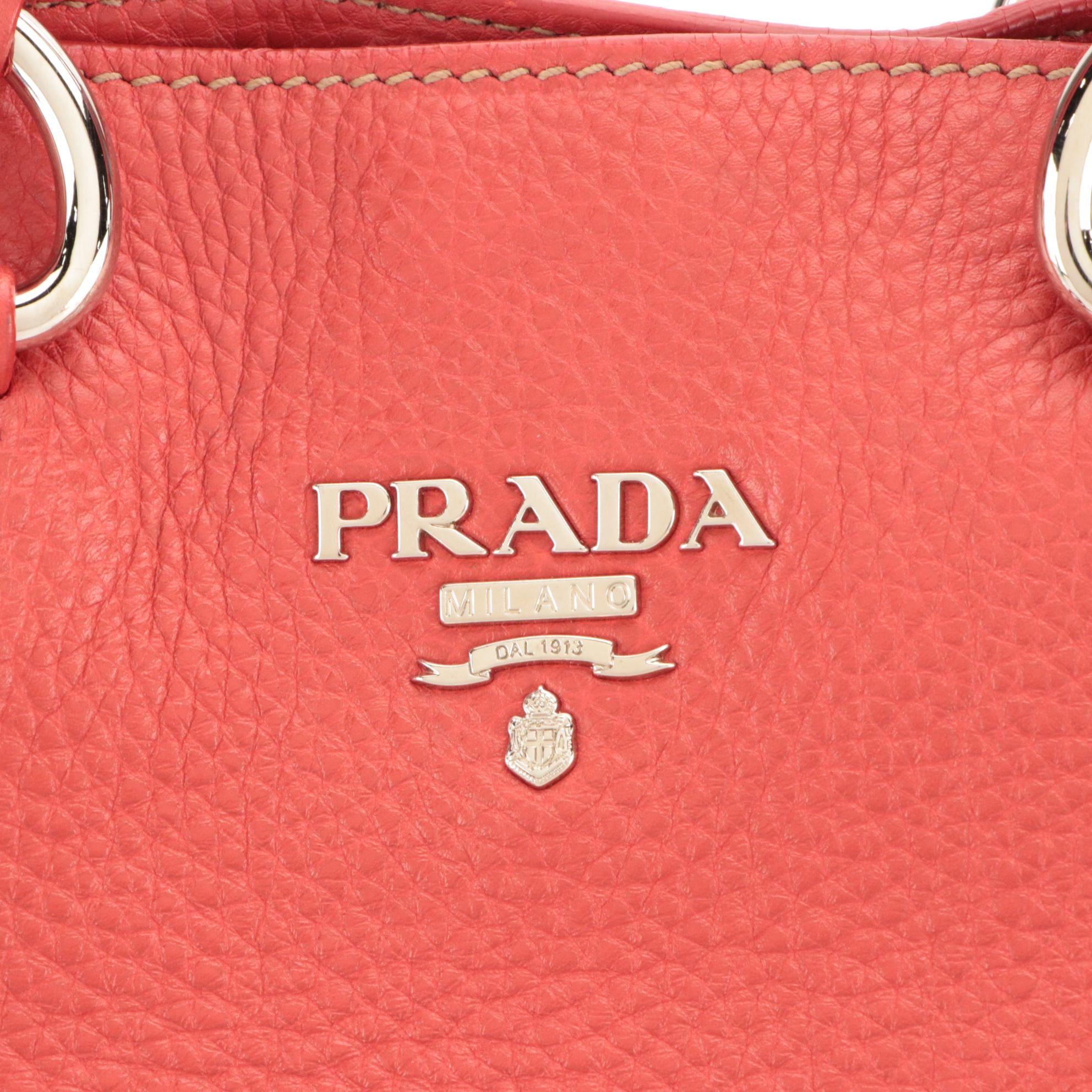 Prada Phenix Tote BN1713 in Fire Red Vitello Daino Leather