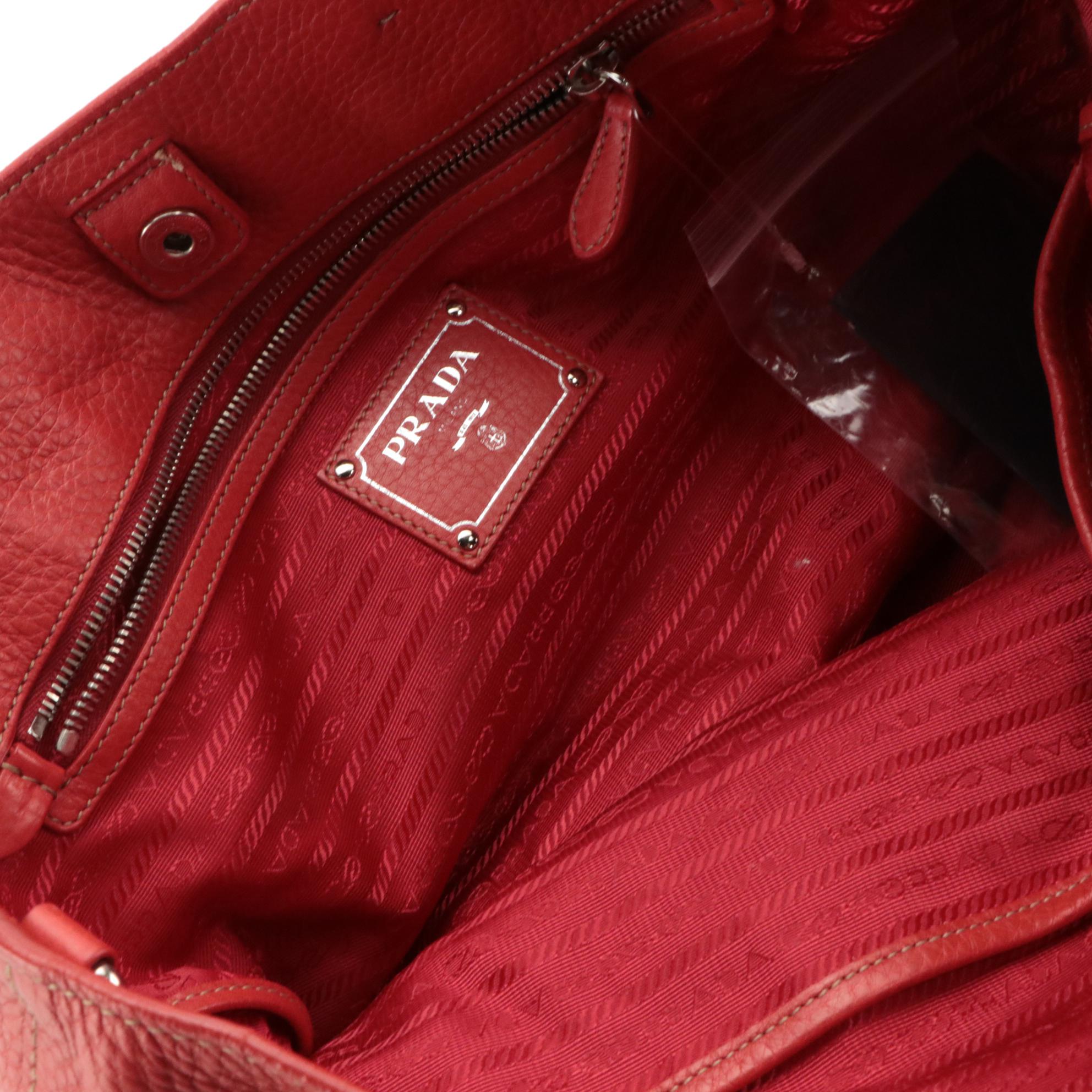 Prada Phenix Tote BN1713 in Fire Red Vitello Daino Leather