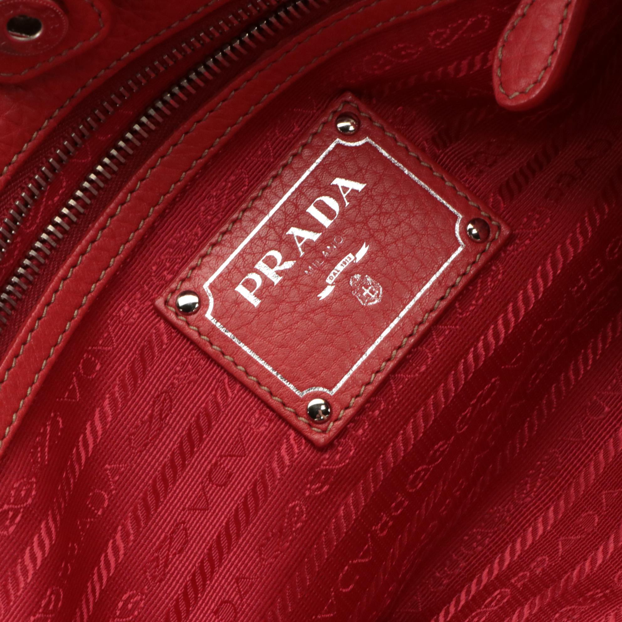 Prada Phenix Tote BN1713 in Fire Red Vitello Daino Leather
