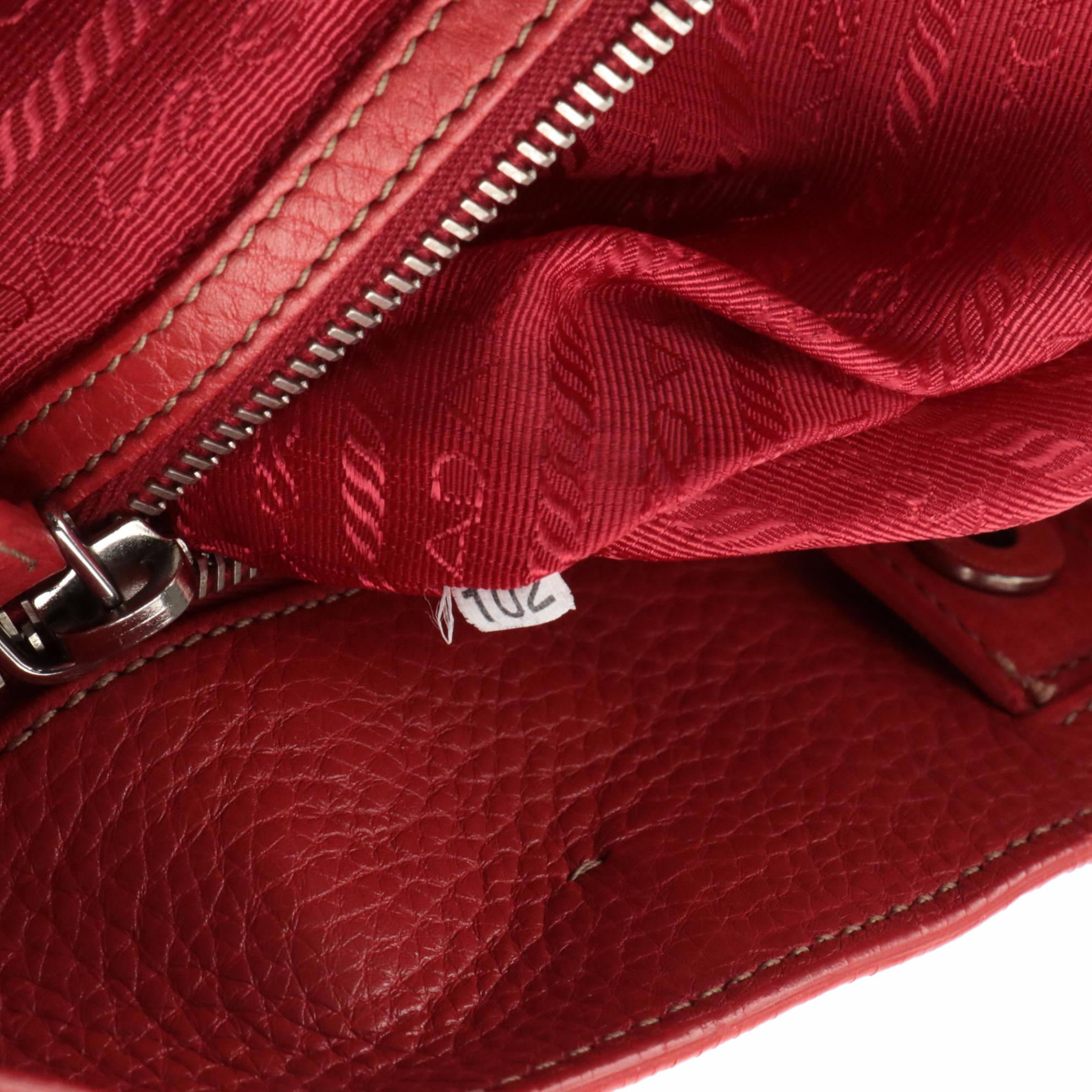 Prada Phenix Tote BN1713 in Fire Red Vitello Daino Leather