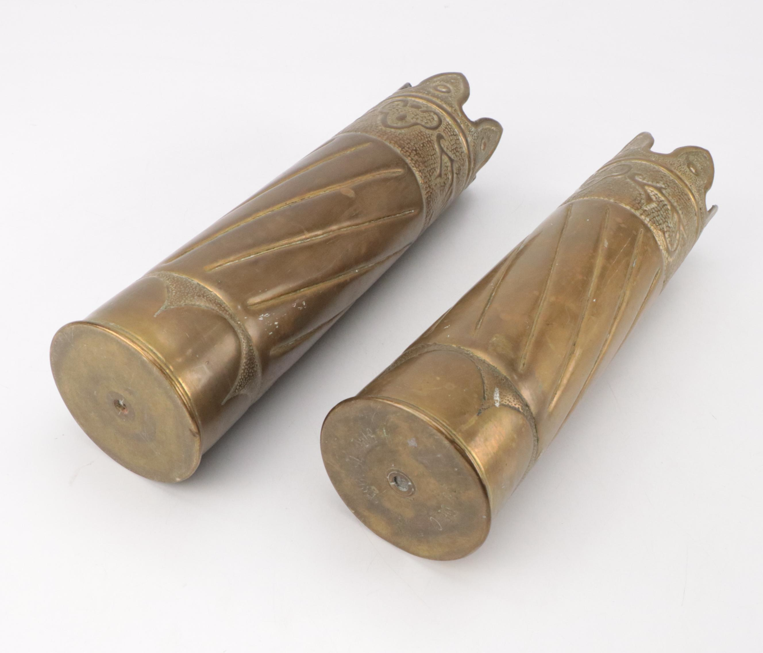World War I Era Brass Trench Art Vases