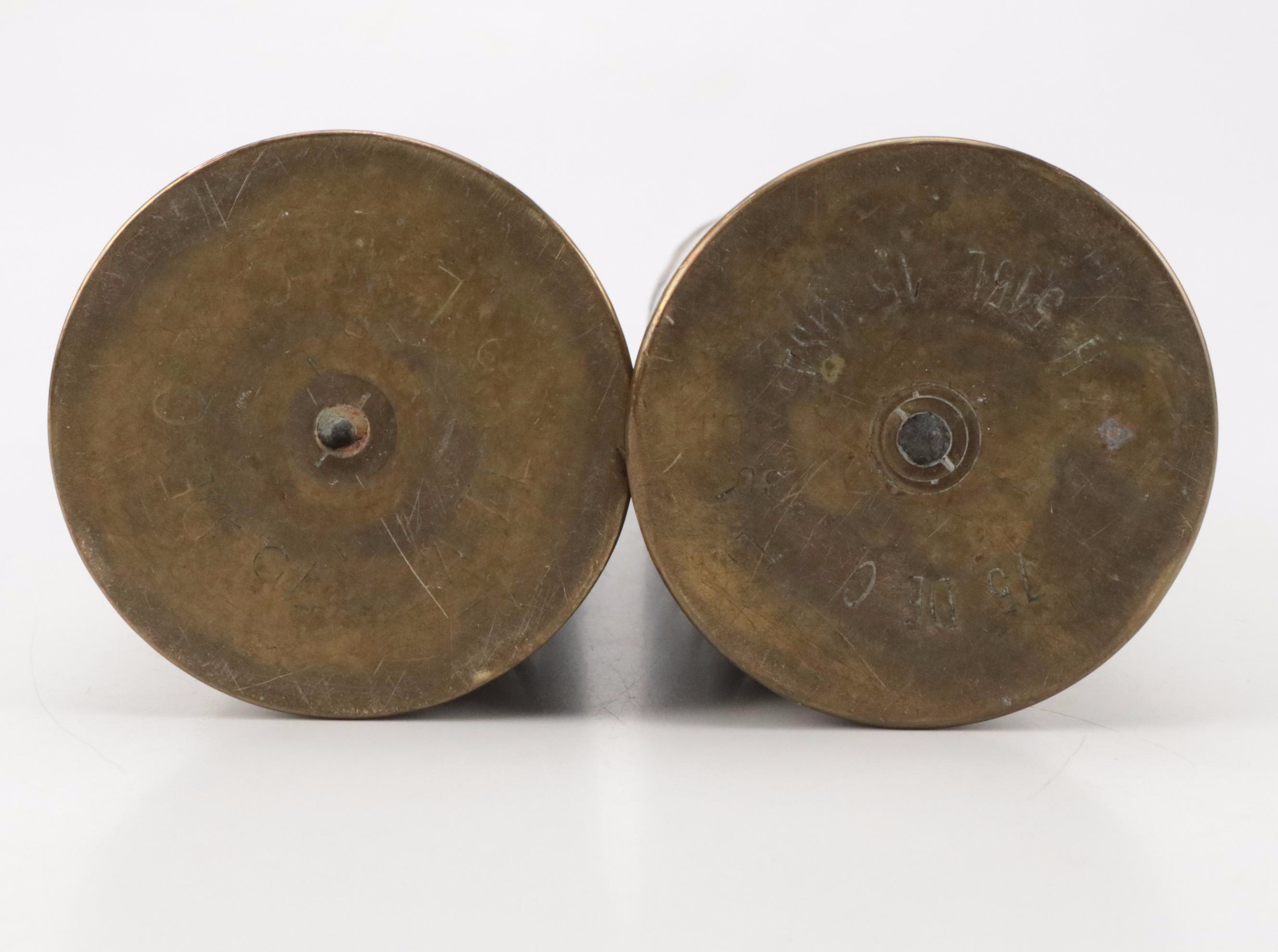 World War I Era Brass Trench Art Vases