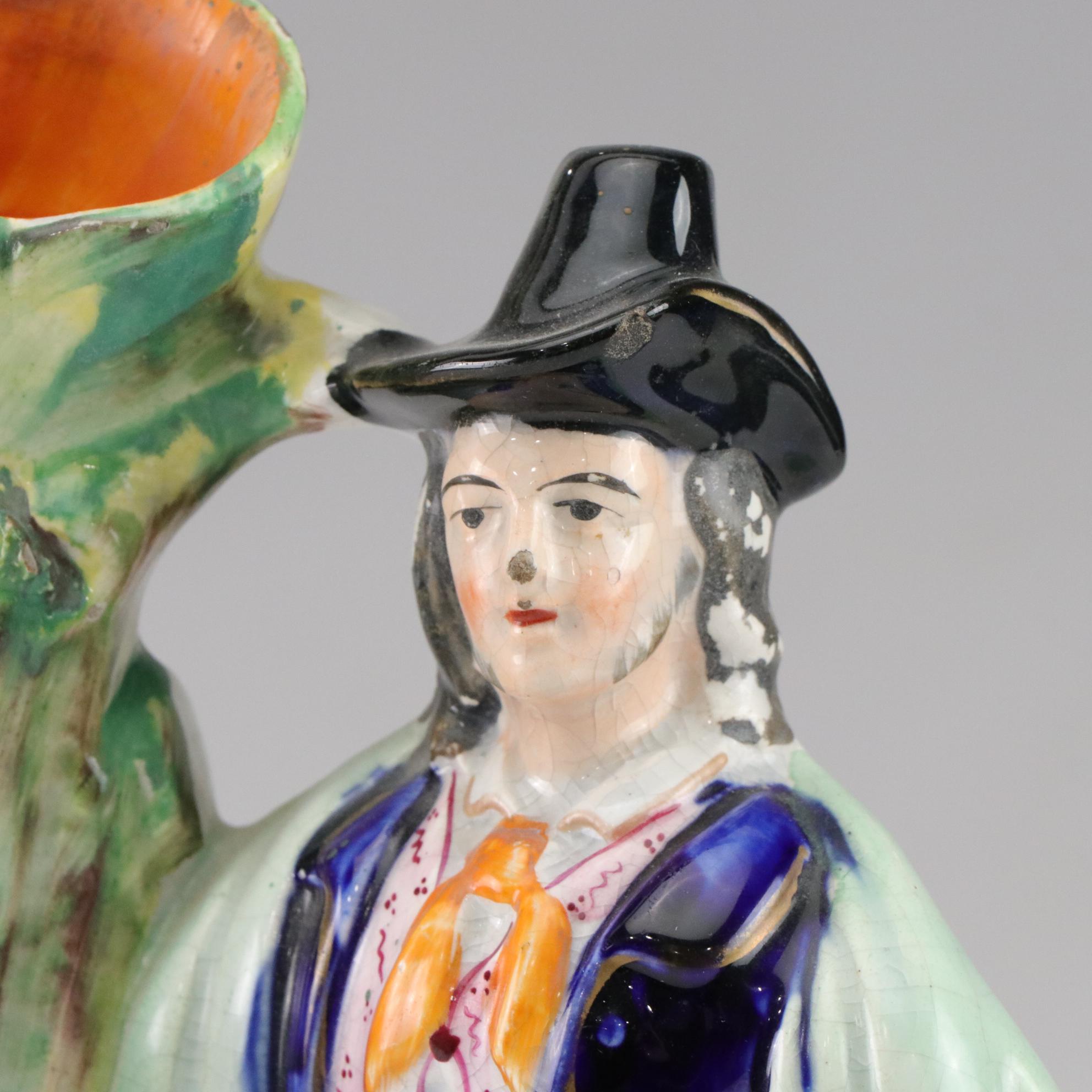 Staffordshire "Dog Tray" Hand-Painted Spill Vase, Late 19th Century