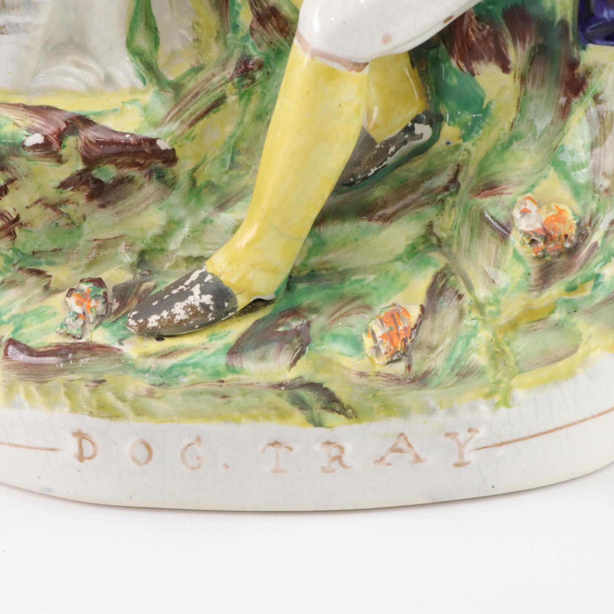 Staffordshire "Dog Tray" Hand-Painted Spill Vase, Late 19th Century