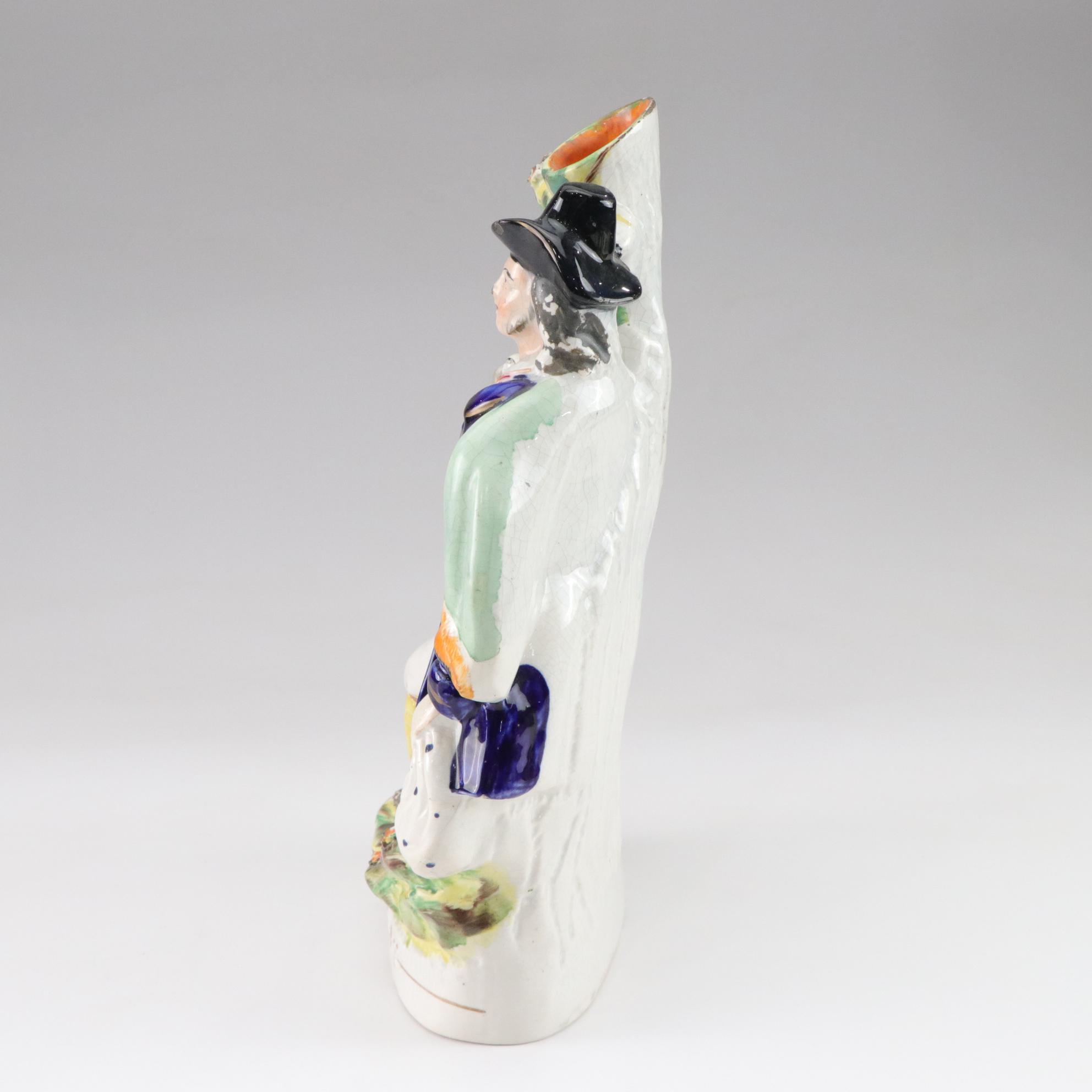 Staffordshire "Dog Tray" Hand-Painted Spill Vase, Late 19th Century