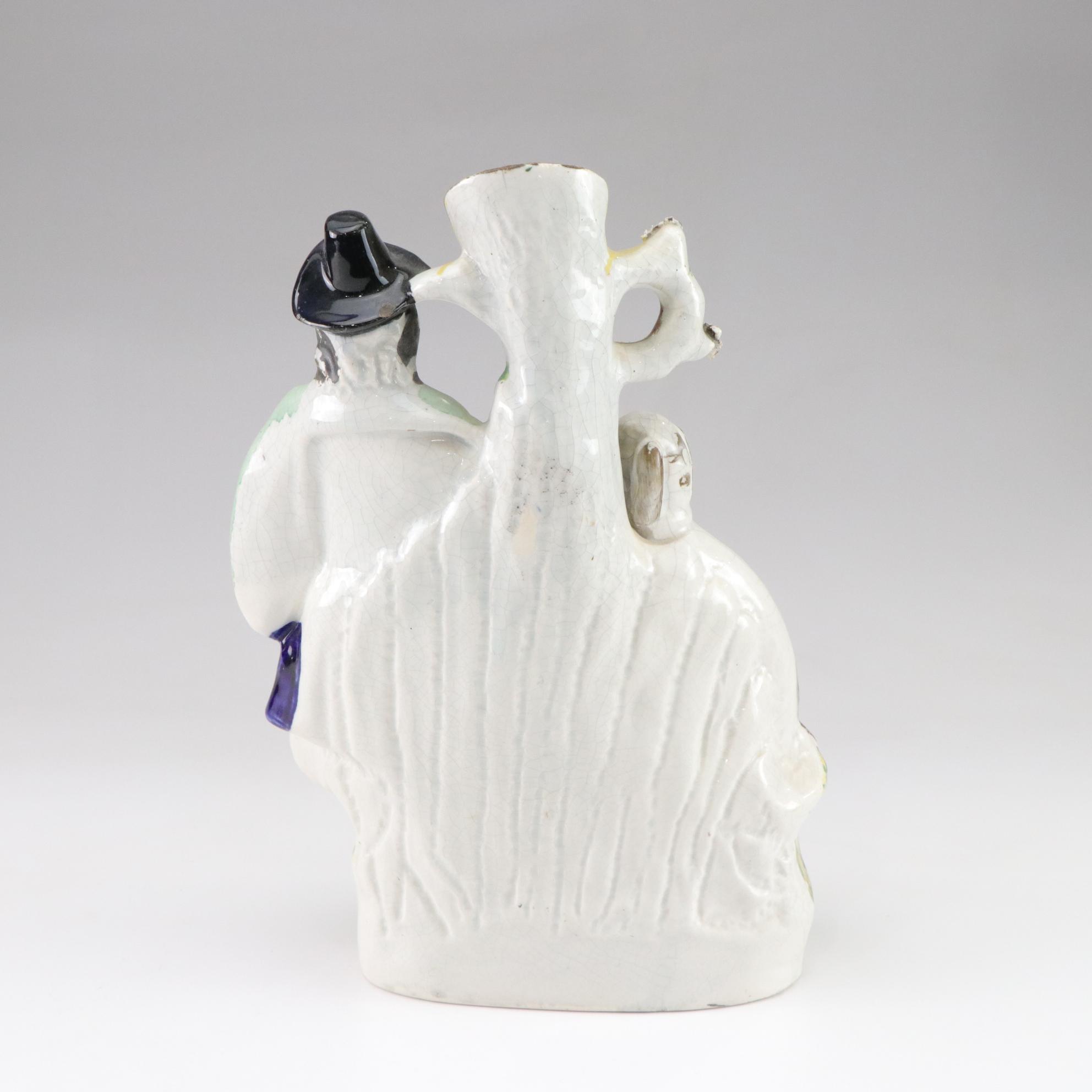 Staffordshire "Dog Tray" Hand-Painted Spill Vase, Late 19th Century