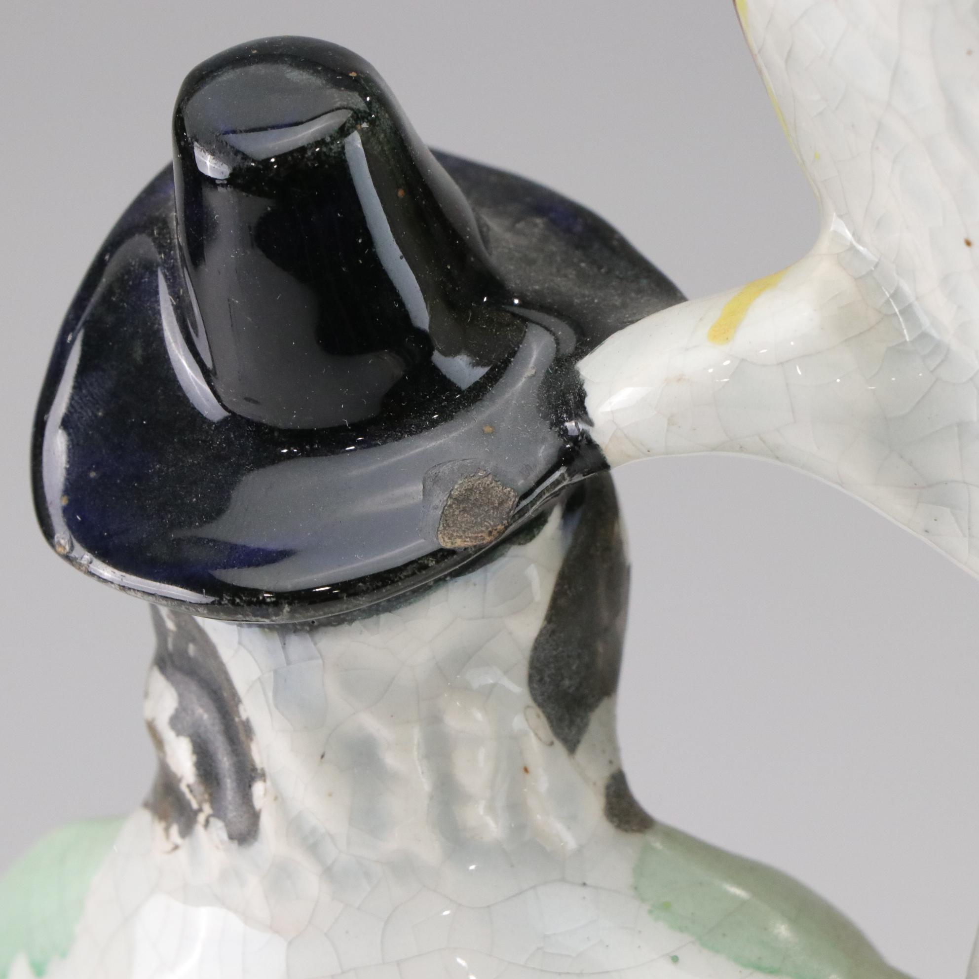 Staffordshire "Dog Tray" Hand-Painted Spill Vase, Late 19th Century