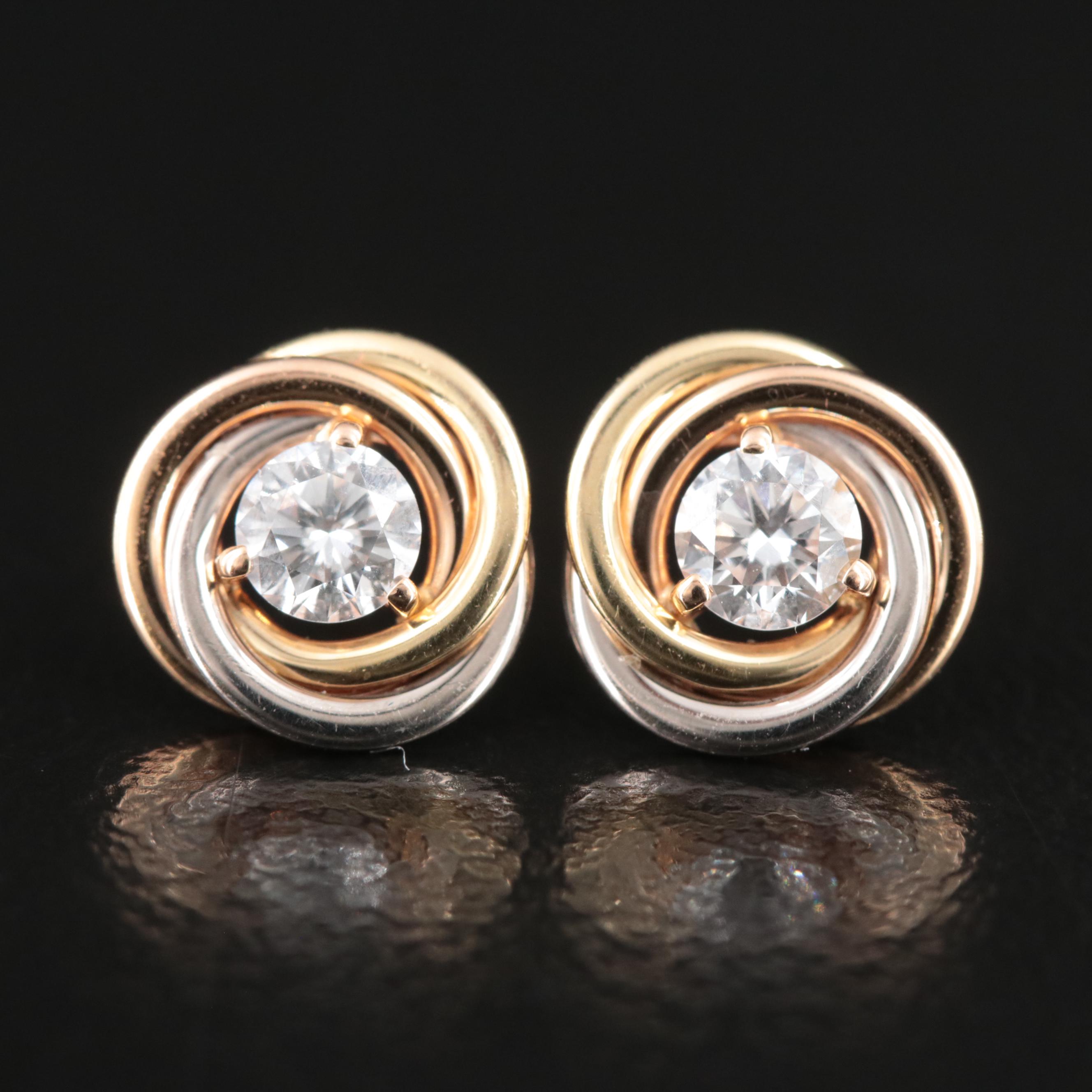 Cartier Trinity de Cartier 18K Tri-Color 0.36 CTW Diamond Stud Earrings