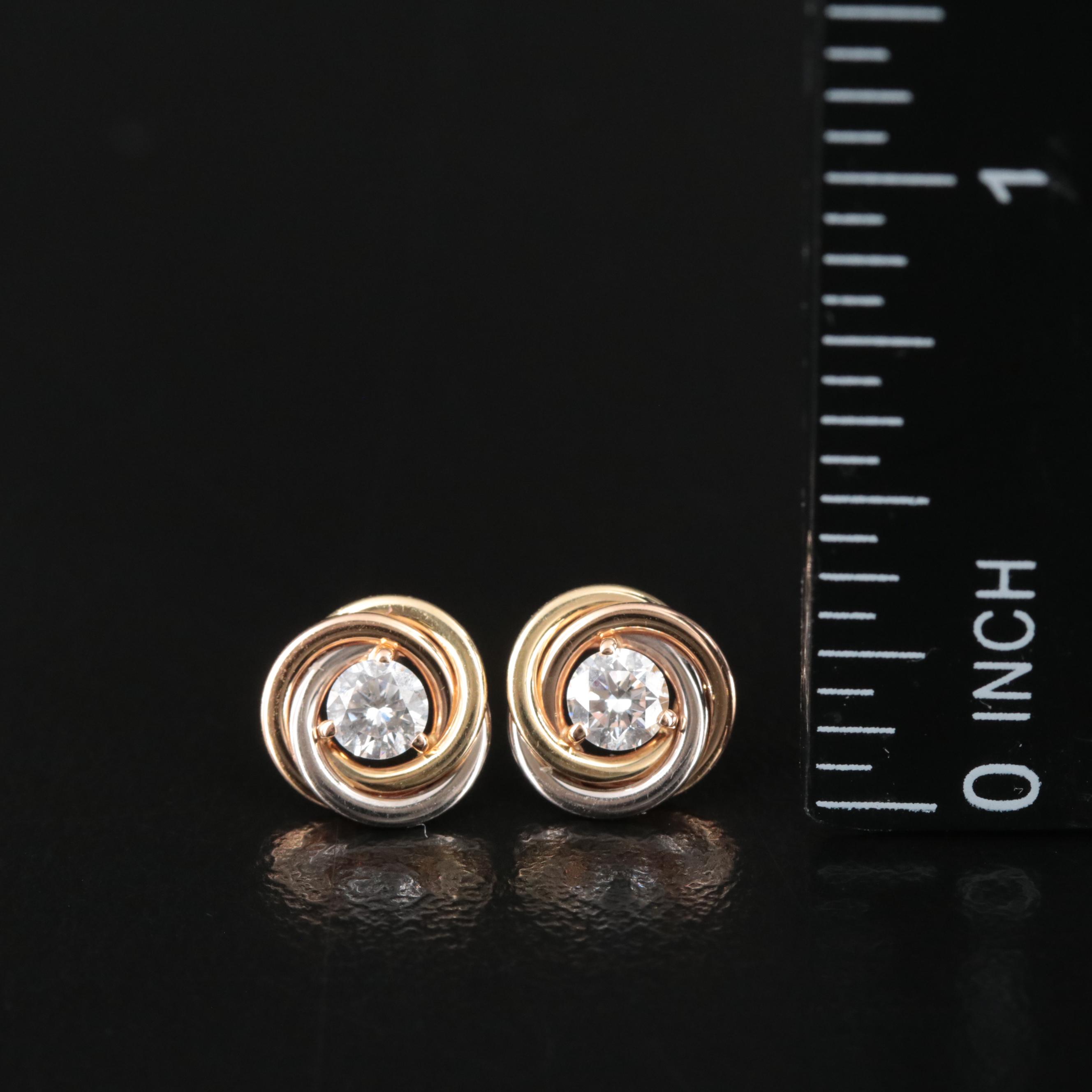Cartier Trinity de Cartier 18K Tri-Color 0.36 CTW Diamond Stud Earrings