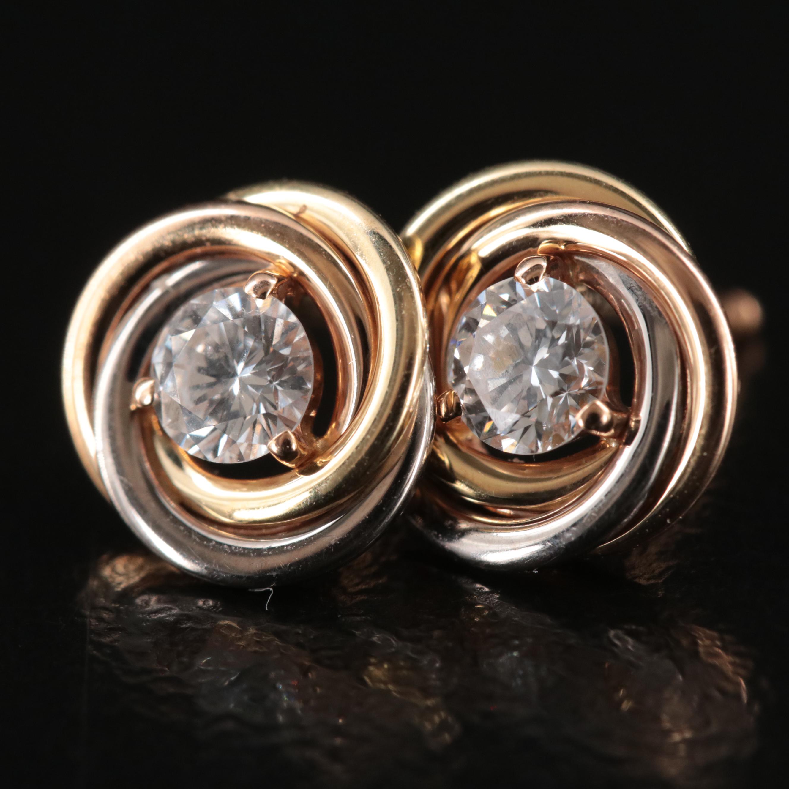 Cartier Trinity de Cartier 18K Tri-Color 0.36 CTW Diamond Stud Earrings