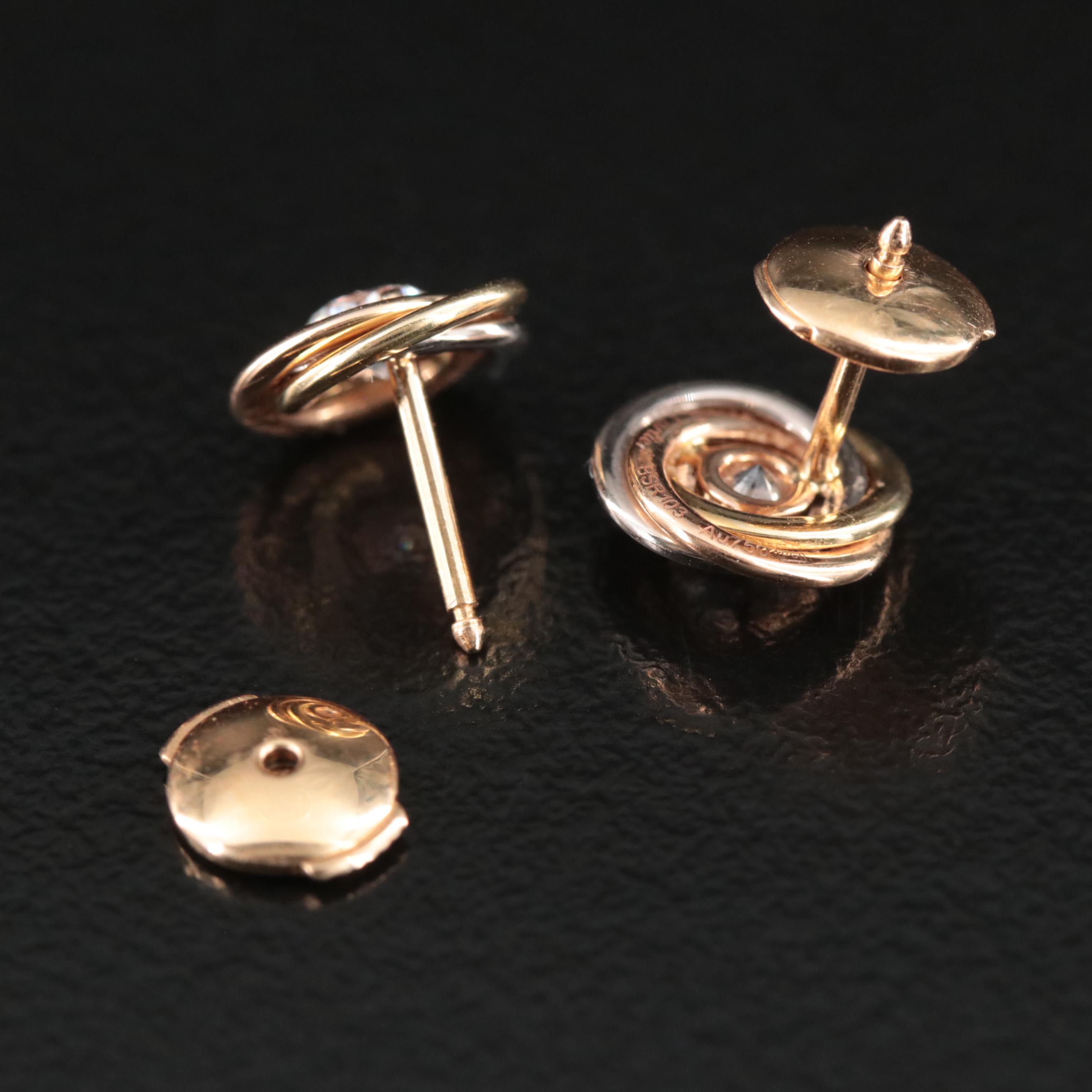 Cartier Trinity de Cartier 18K Tri-Color 0.36 CTW Diamond Stud Earrings