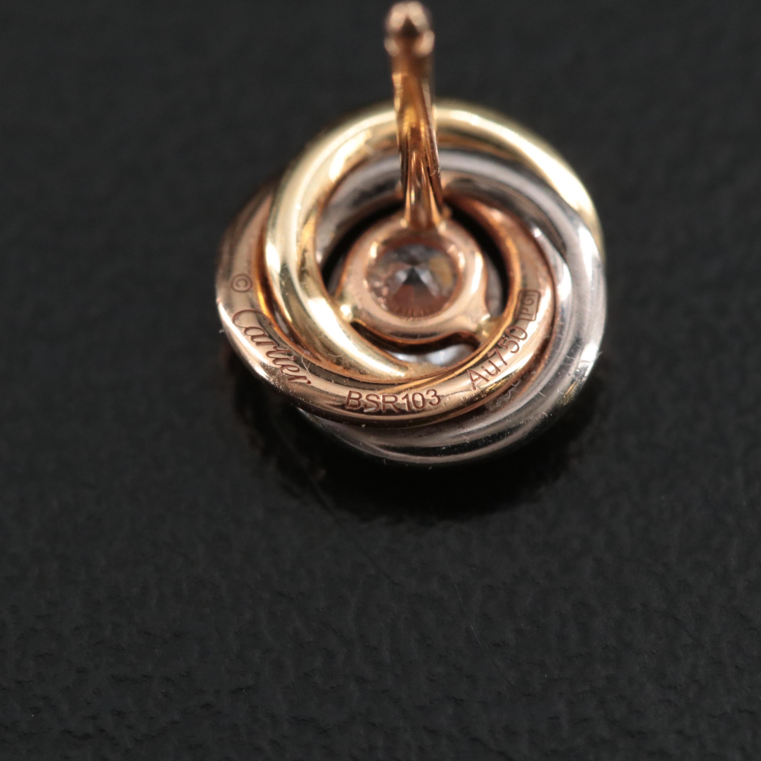 Cartier Trinity de Cartier 18K Tri-Color 0.36 CTW Diamond Stud Earrings