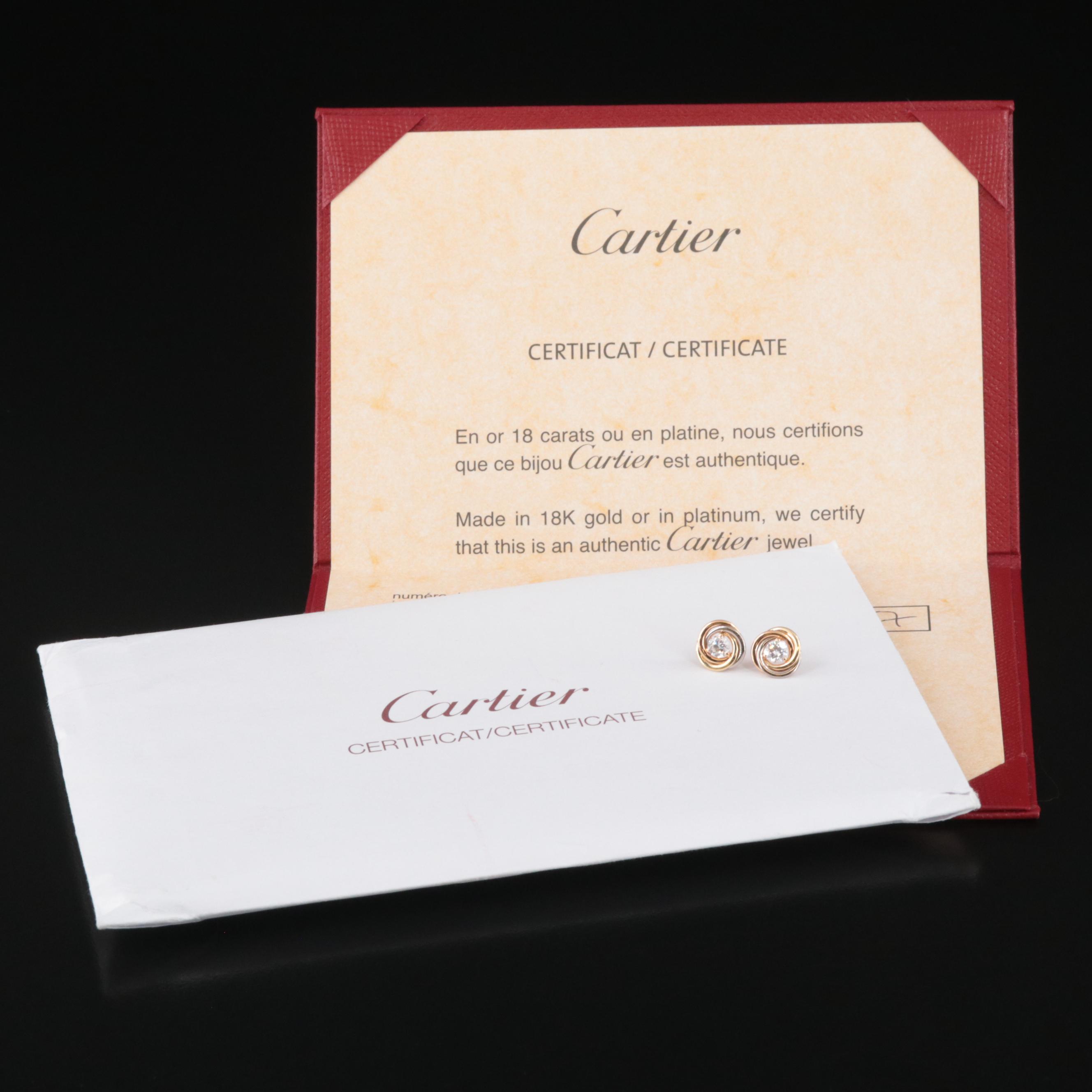 Cartier Trinity de Cartier 18K Tri-Color 0.36 CTW Diamond Stud Earrings