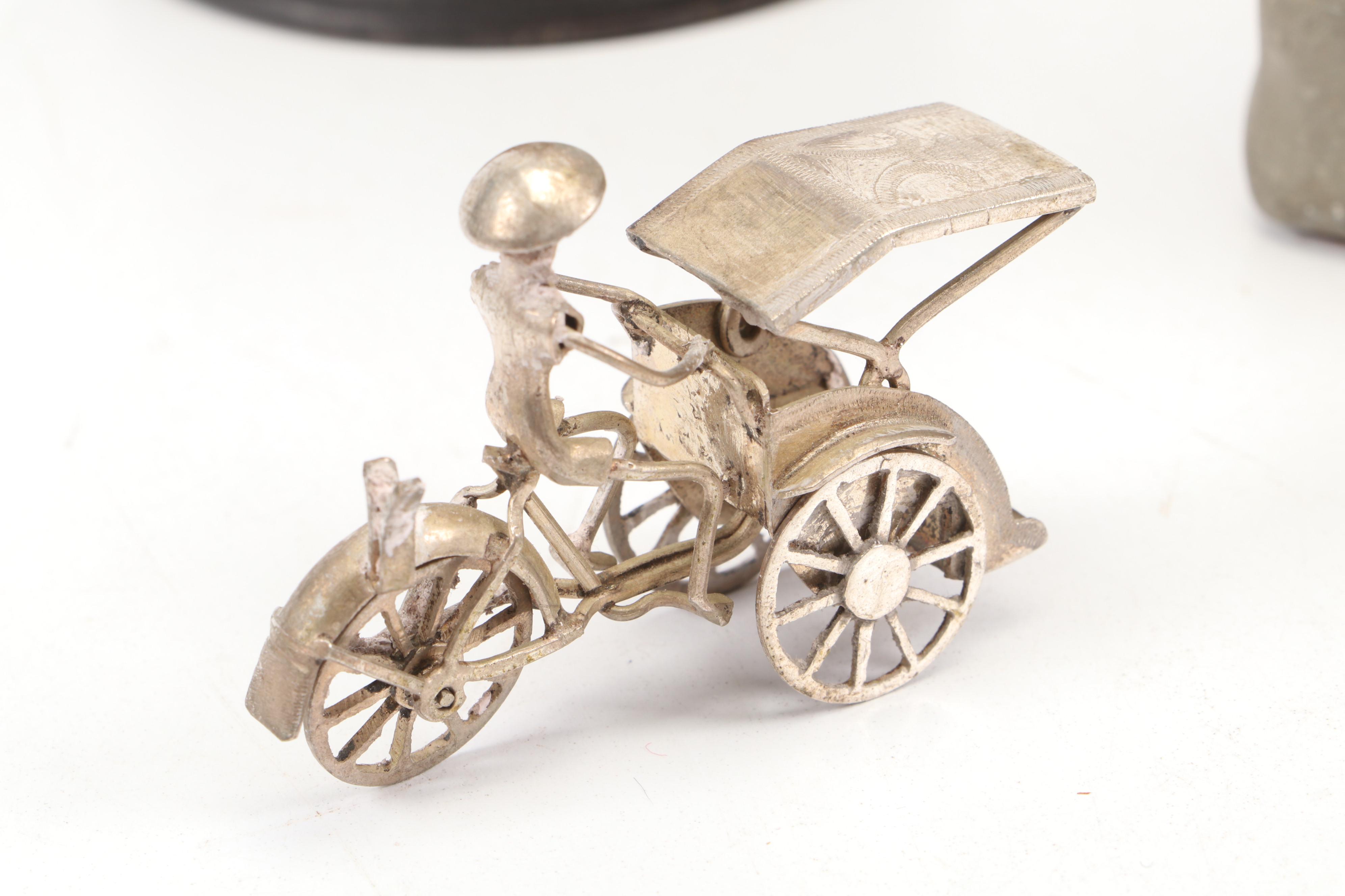 Japanese Carved Sumitsubo with Indonesian 800 Silver Figurine and Other Decor