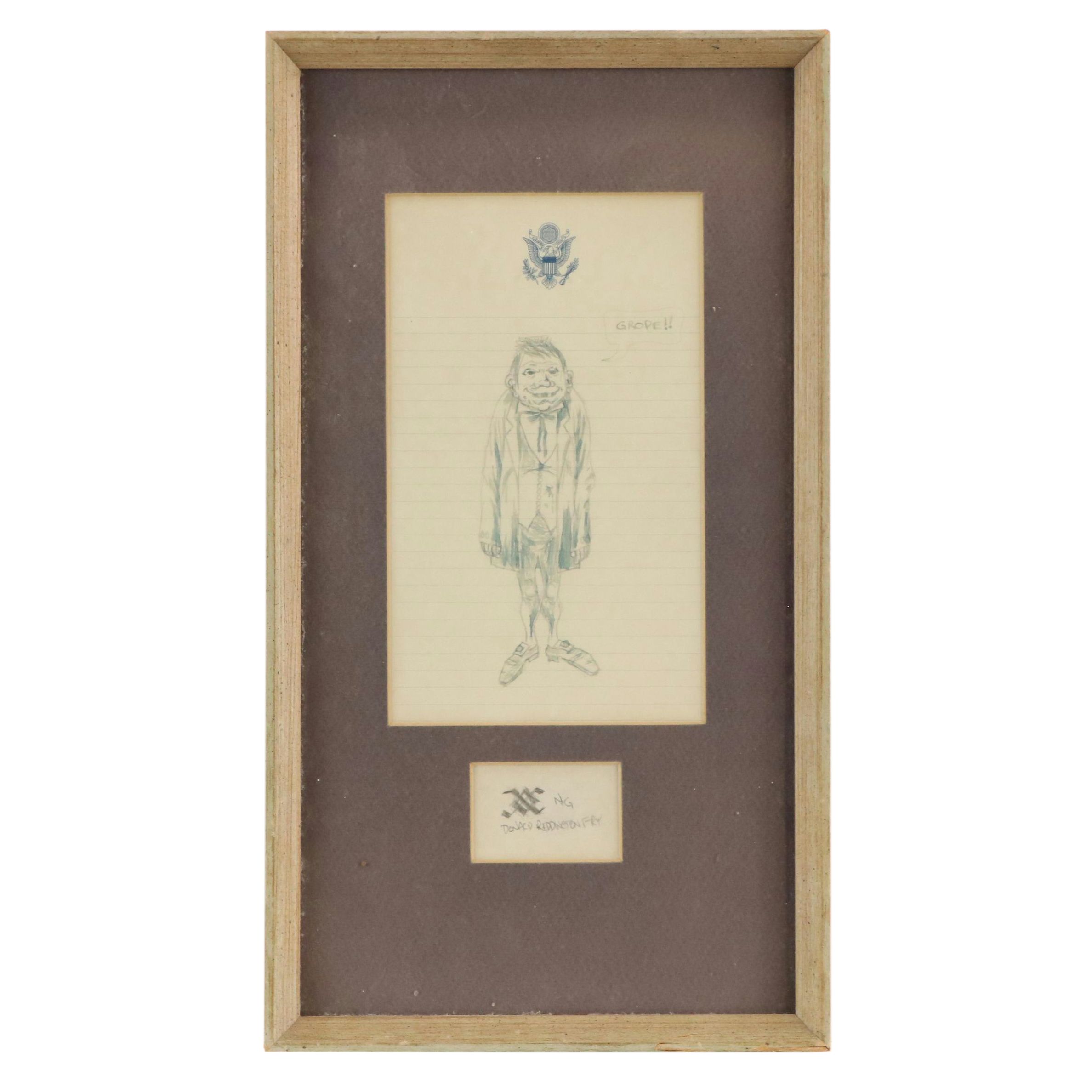 Donald Reddington Fry Ink Drawing of Figure, 1969