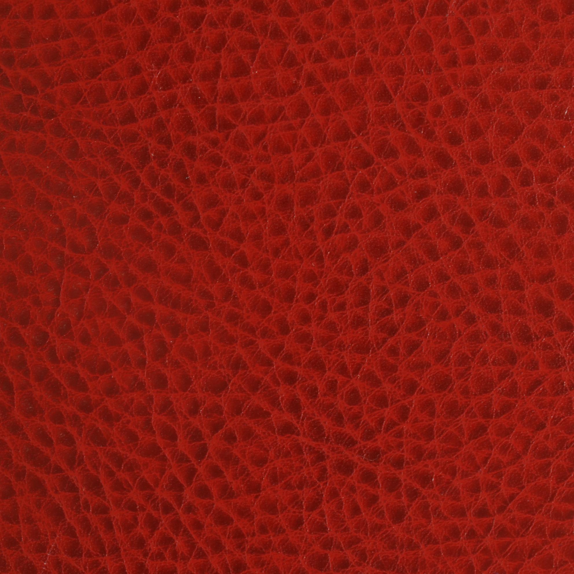 Red Faux Leather Floor Stool with Nailhead Trim