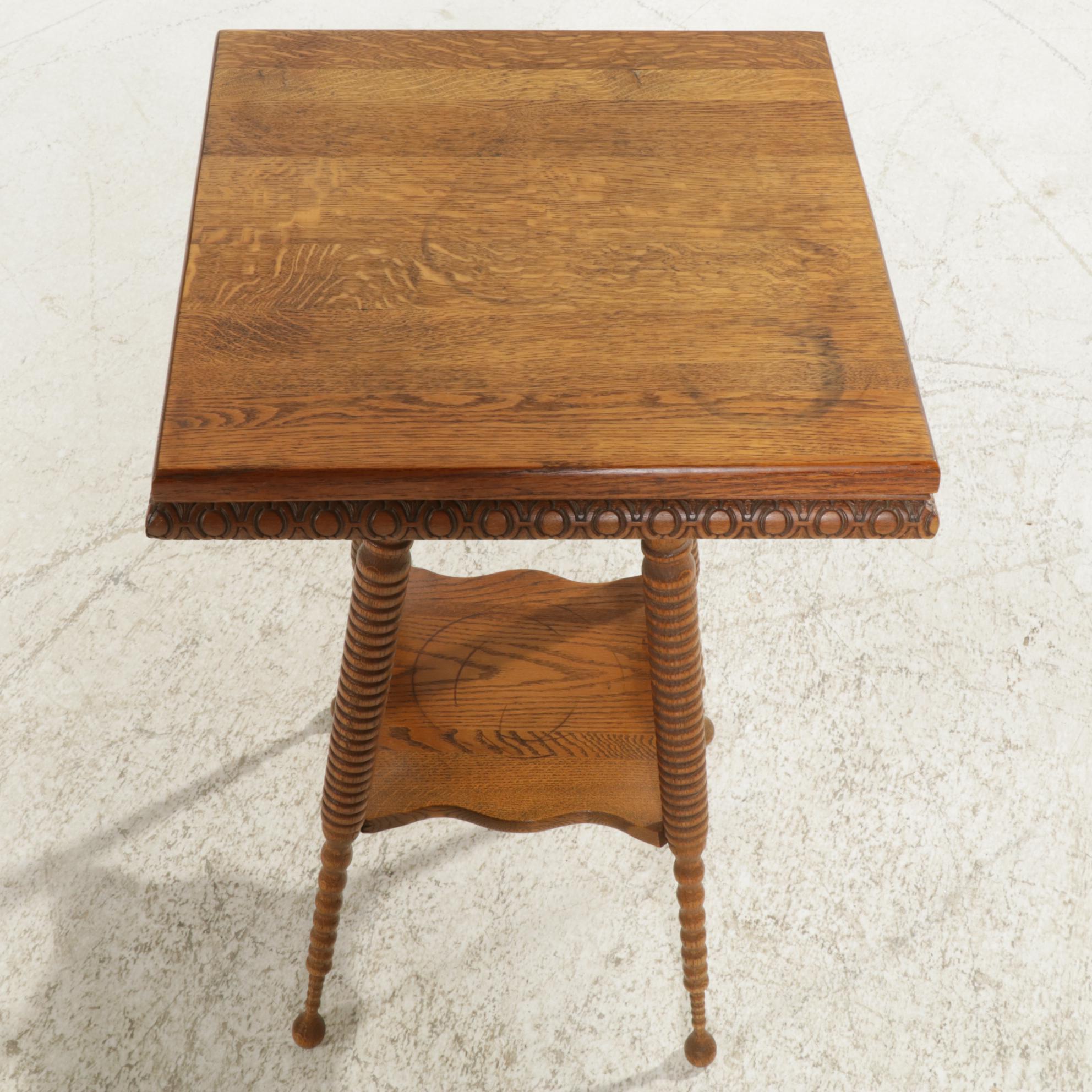 Tiger Oak Two-Tier Parlor Table